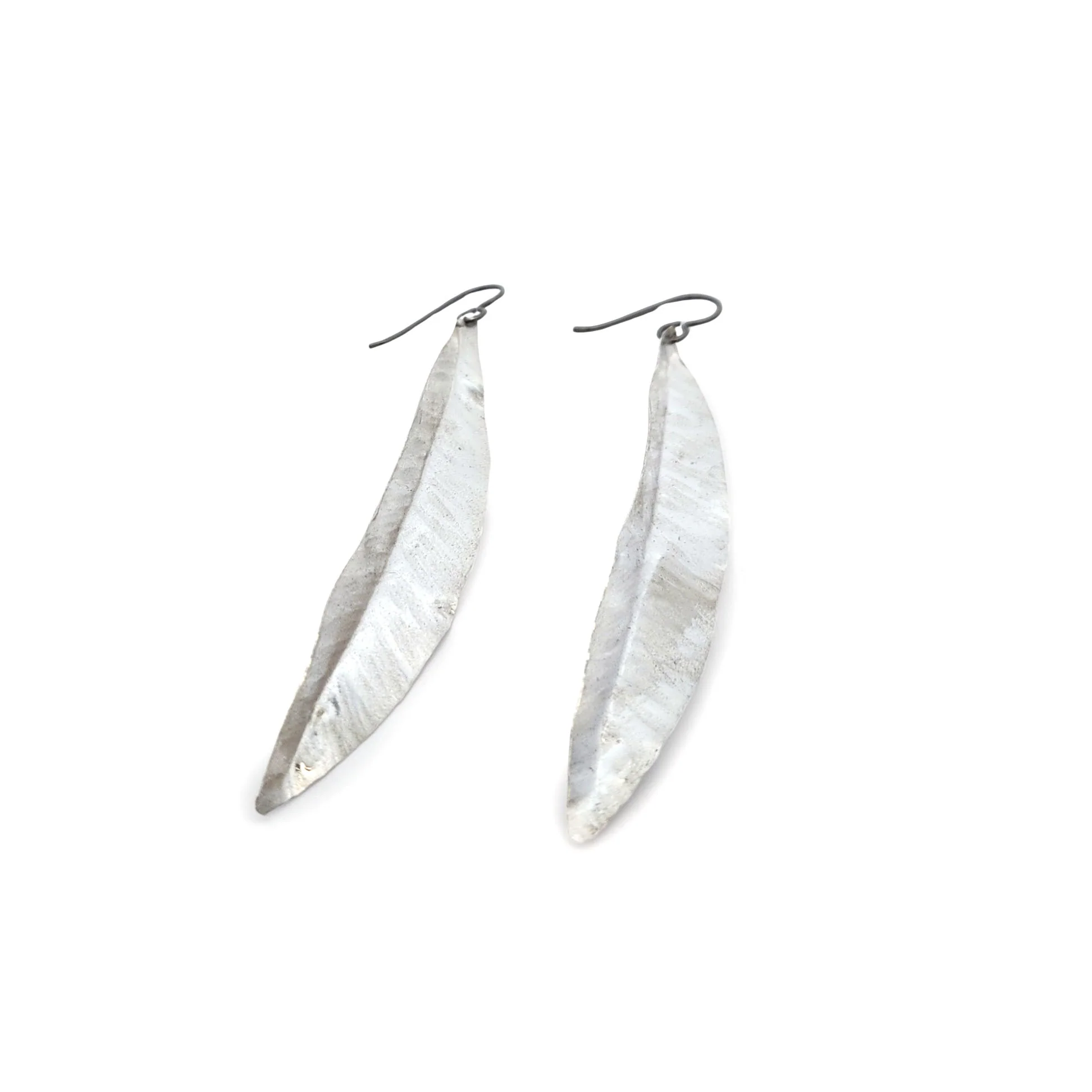 Sculptural Silver Leaf Earrings - Image 2