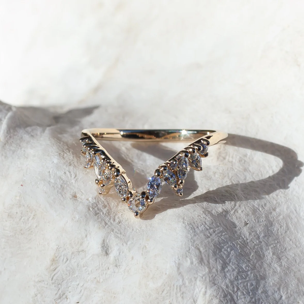 14k Yellow Contour Wedding Band with 0.30cts Mixed Diamonds - Image 4