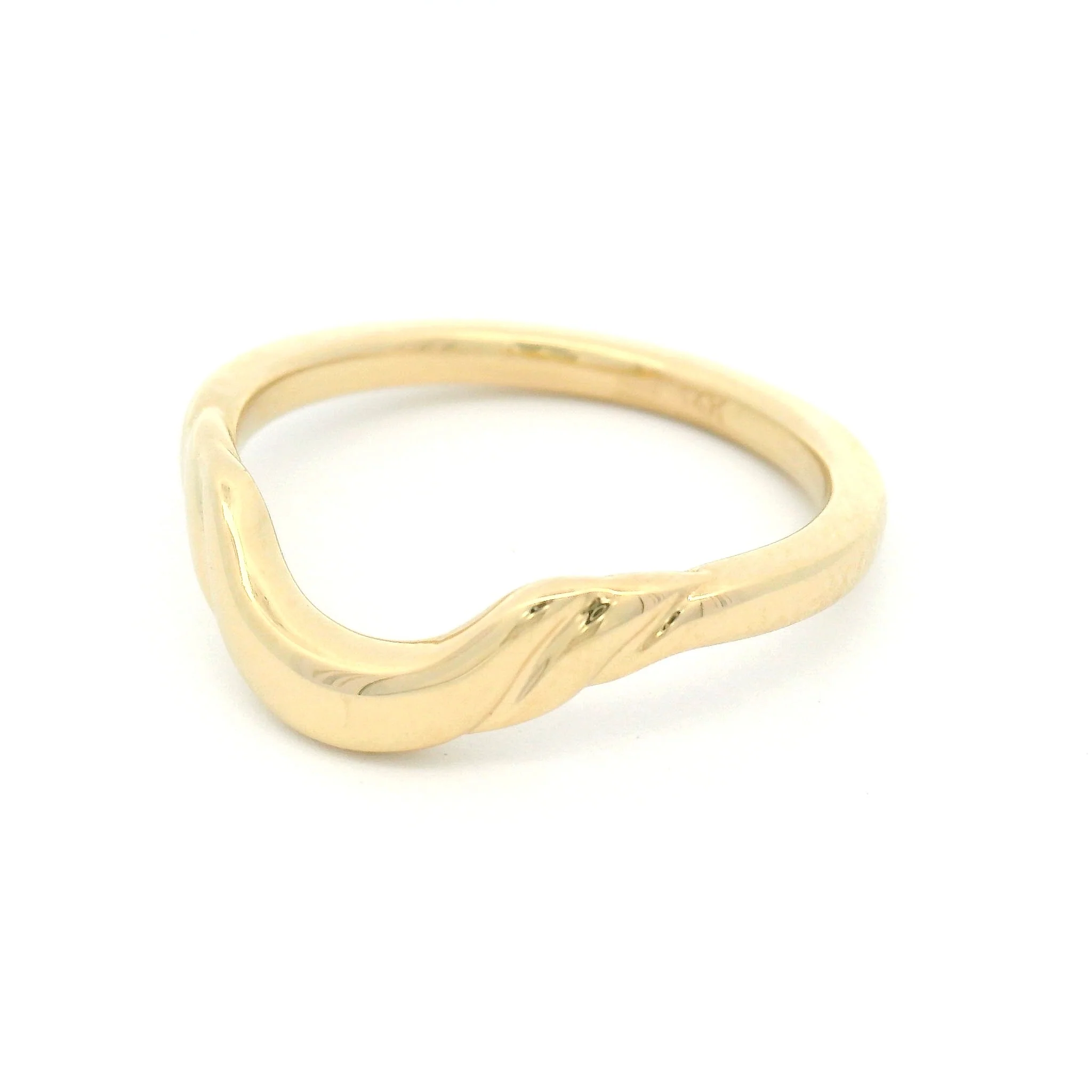 14k Yellow Contoured Sculpted Wedding Band - Image 2