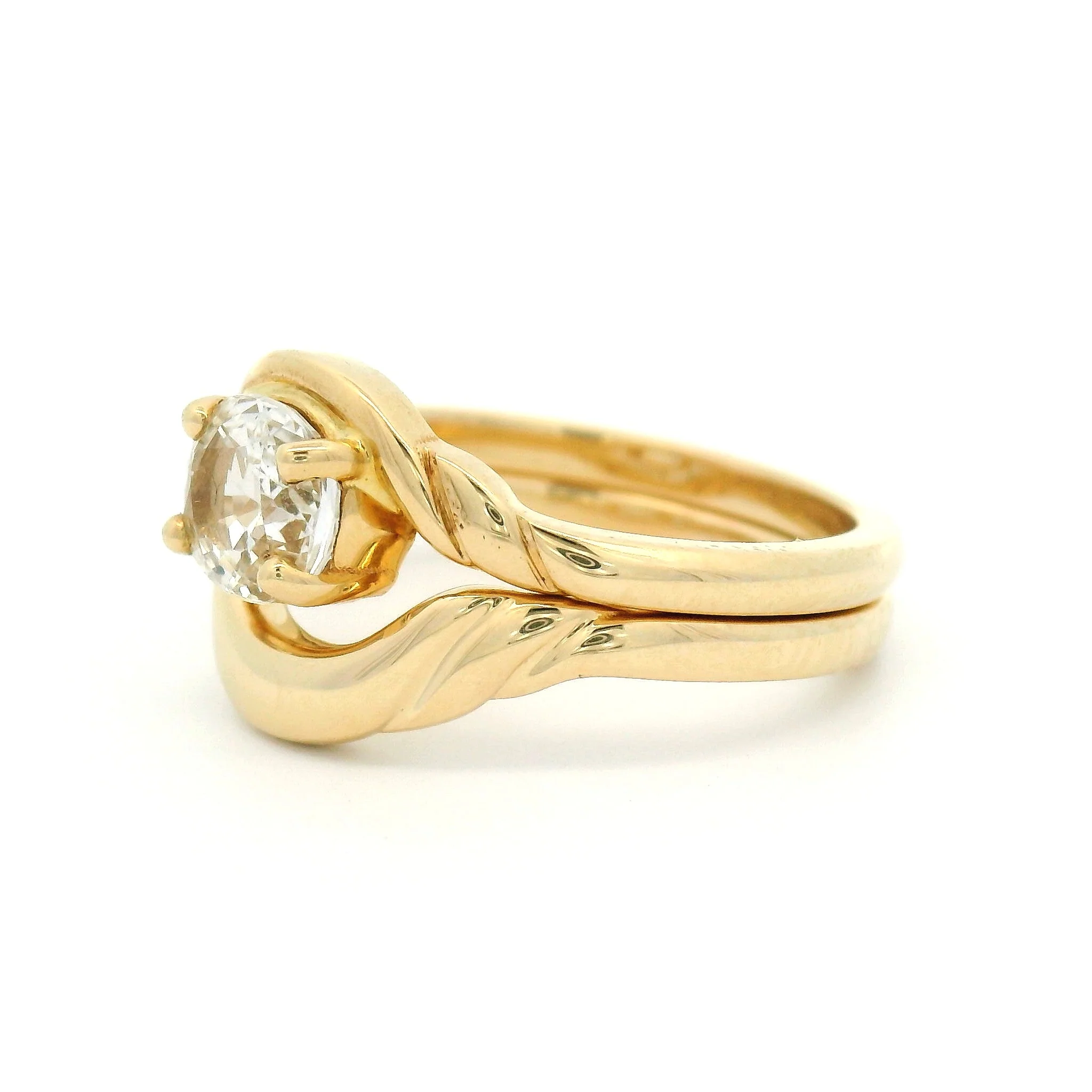 14k Yellow Contoured Sculpted Wedding Band - Image 4