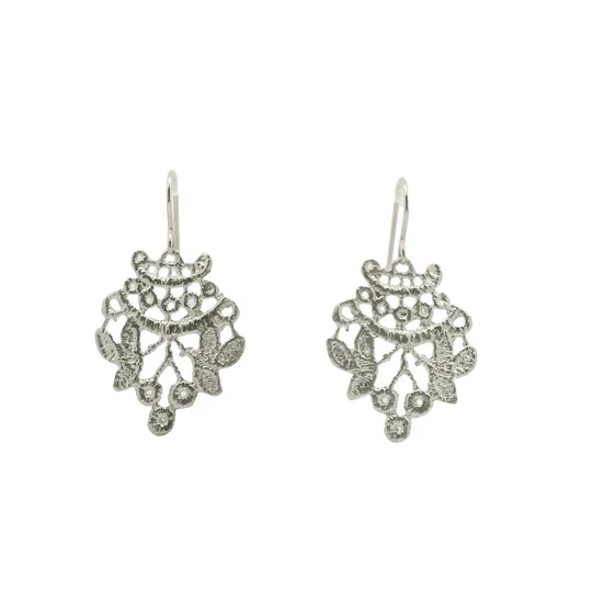 Silver Chantilly Lace Drop Earrings