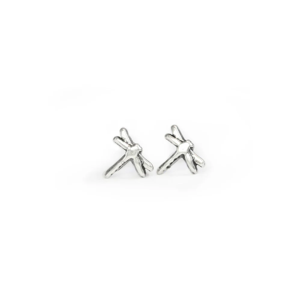 Silver Dragonfly Stud Earrings