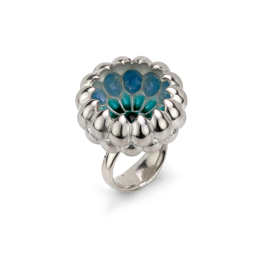 Silver & Enamel Bowl Ring