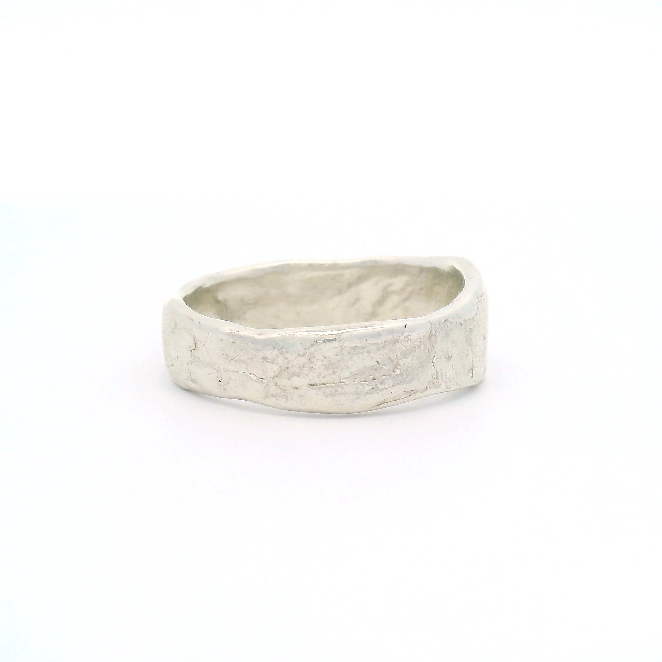 Silver Handcrafted Textured Band - Image 5