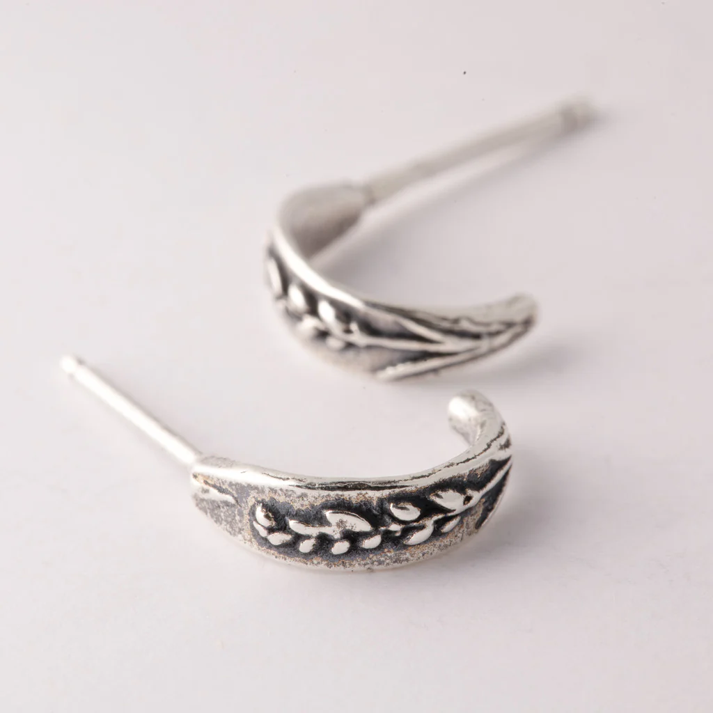 Silver Lavender Huggy Earrings - Image 2