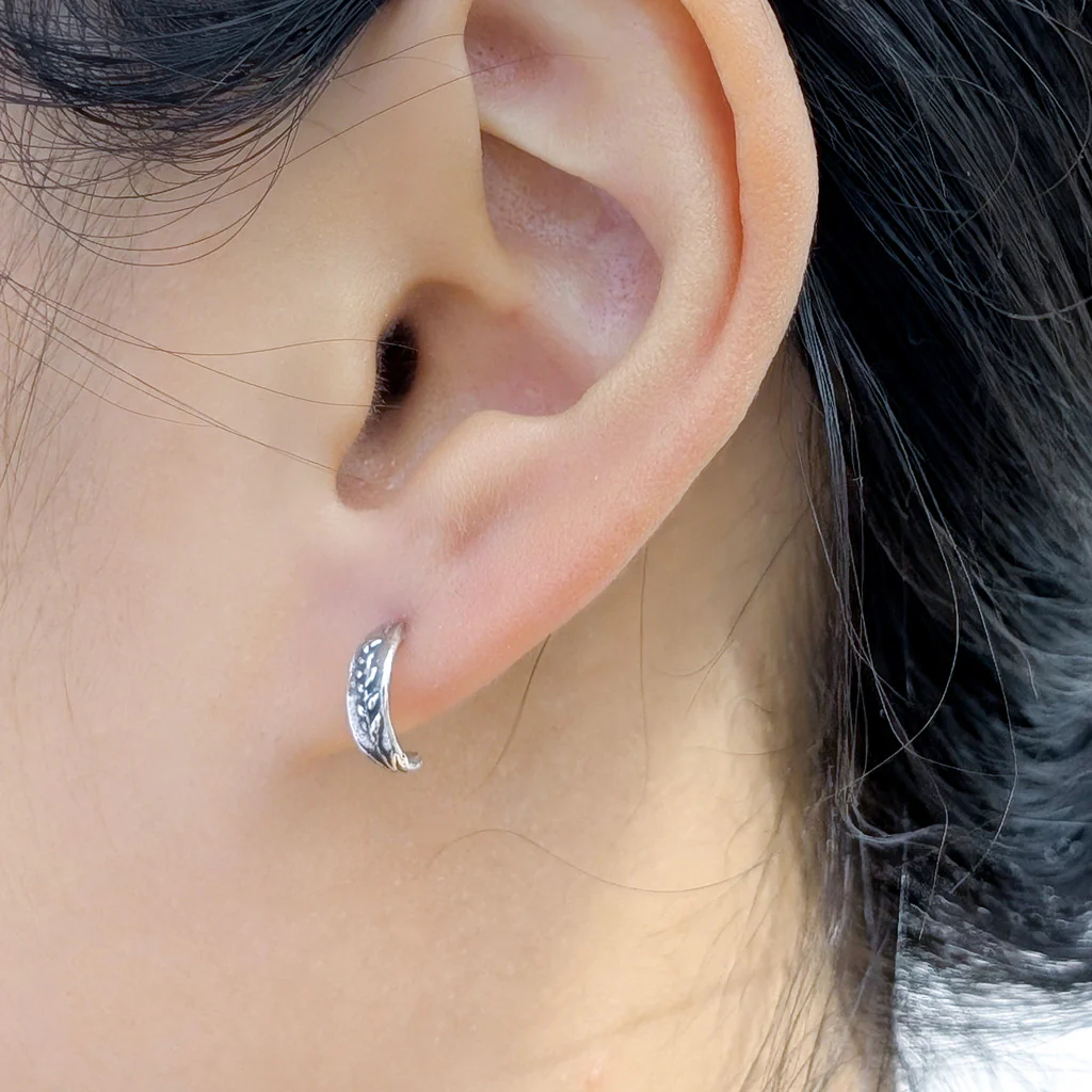 Silver Lavender Huggy Earrings - Image 4