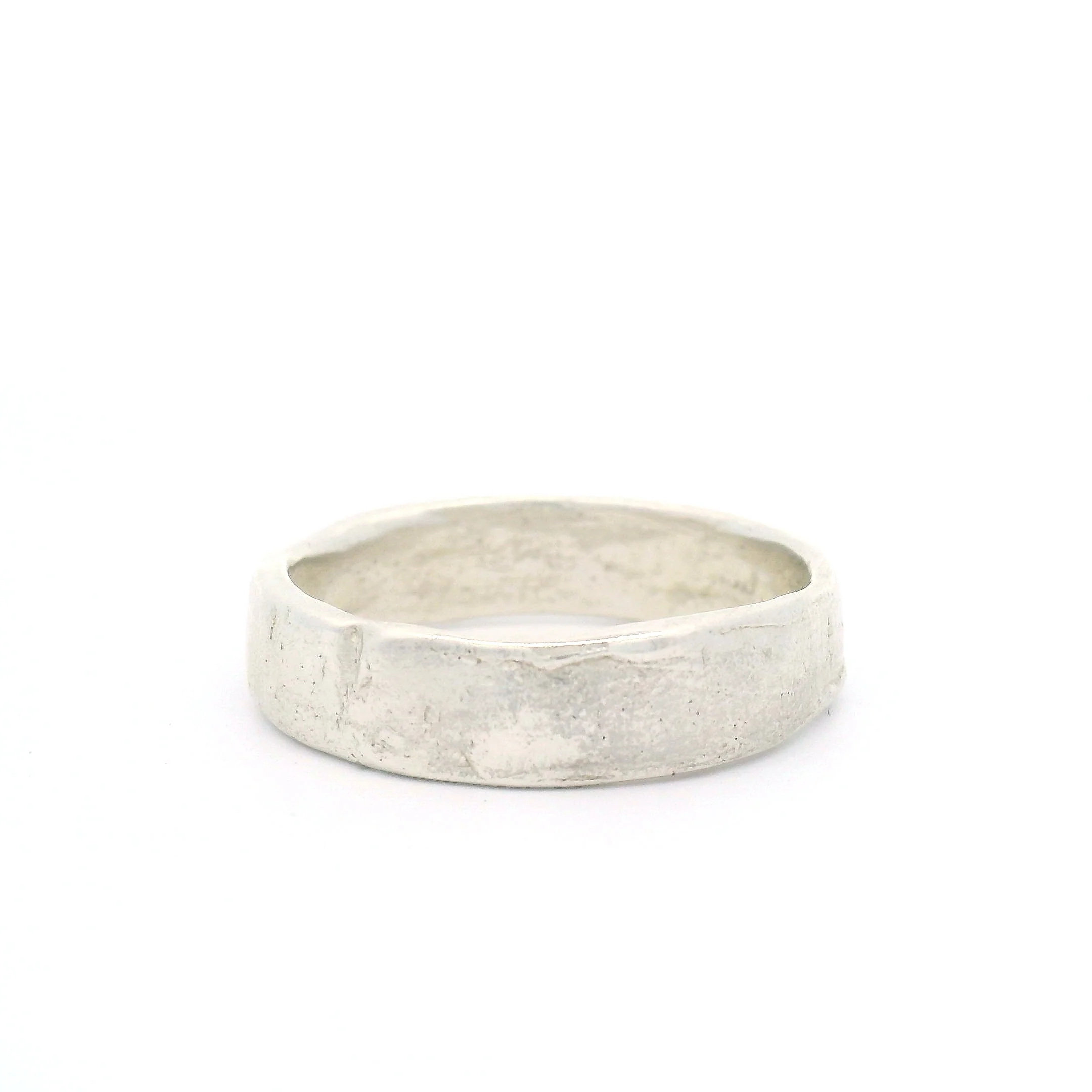 Silver Minimalist Artisan Textured Band - Image 5