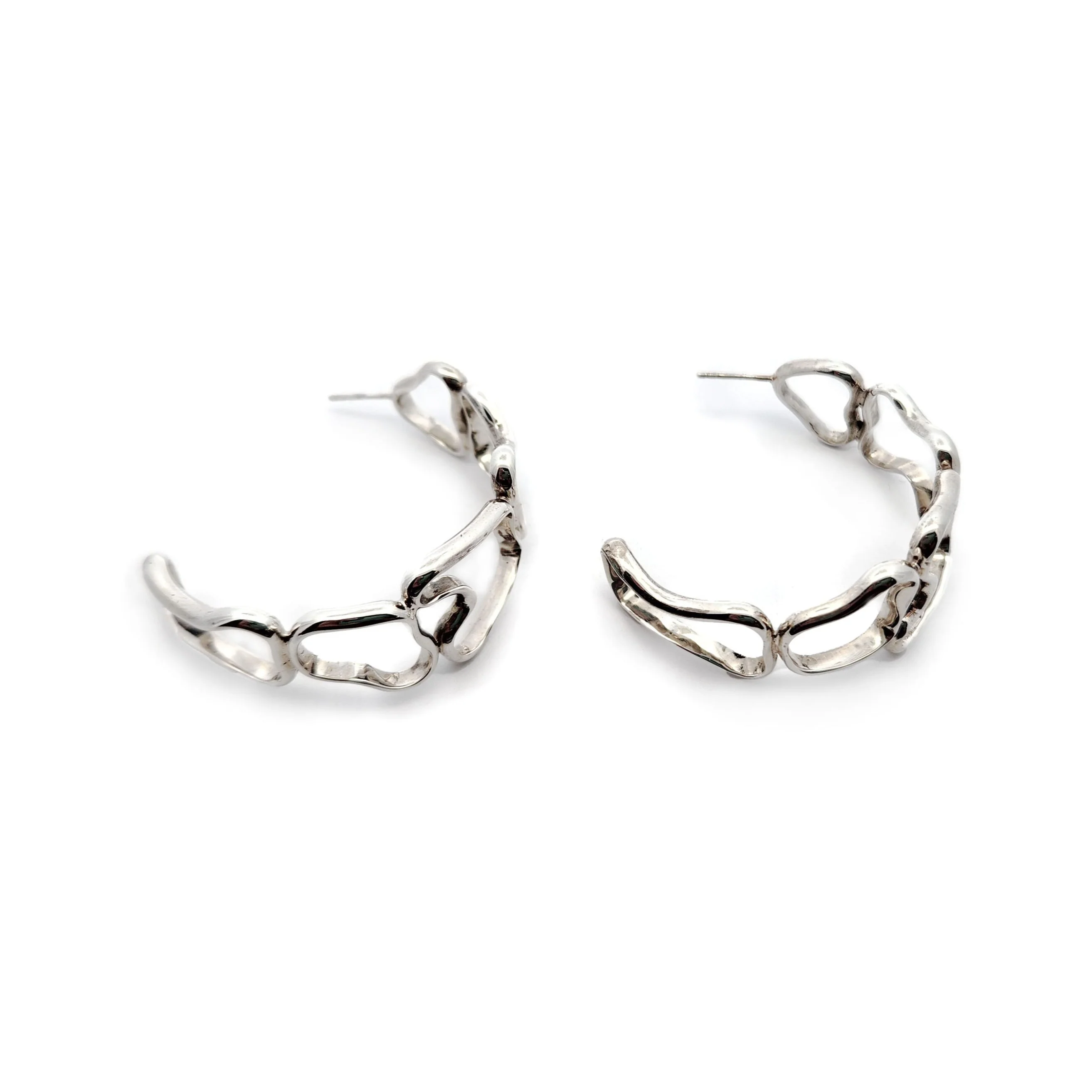 Silver Open Curve Shape Hoops - Image 2