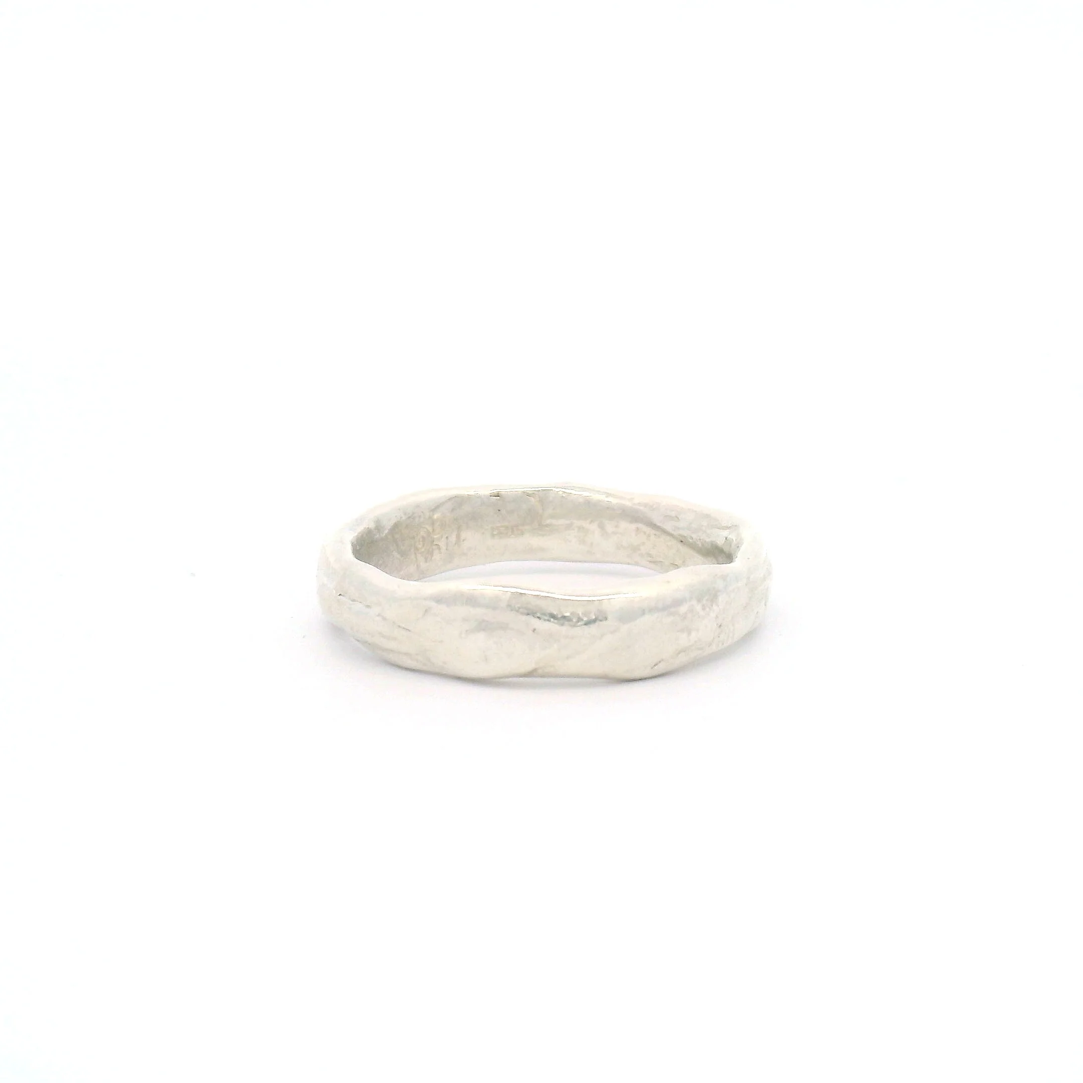Silver Organic Textured Artisanal Band - Image 3