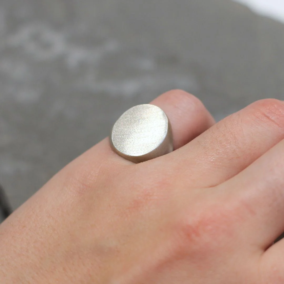 Silver Oval Signet Ring - Image 2