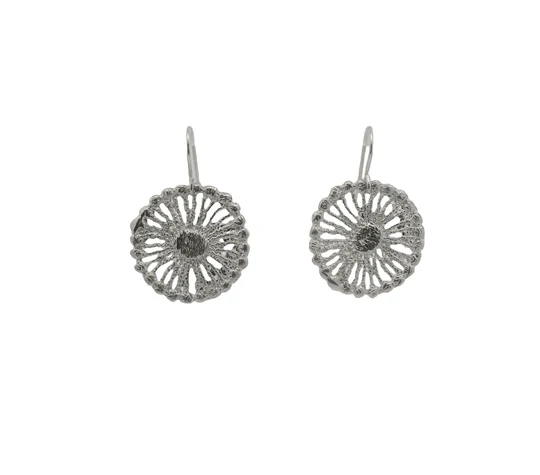 Silver Round Lace Earrings