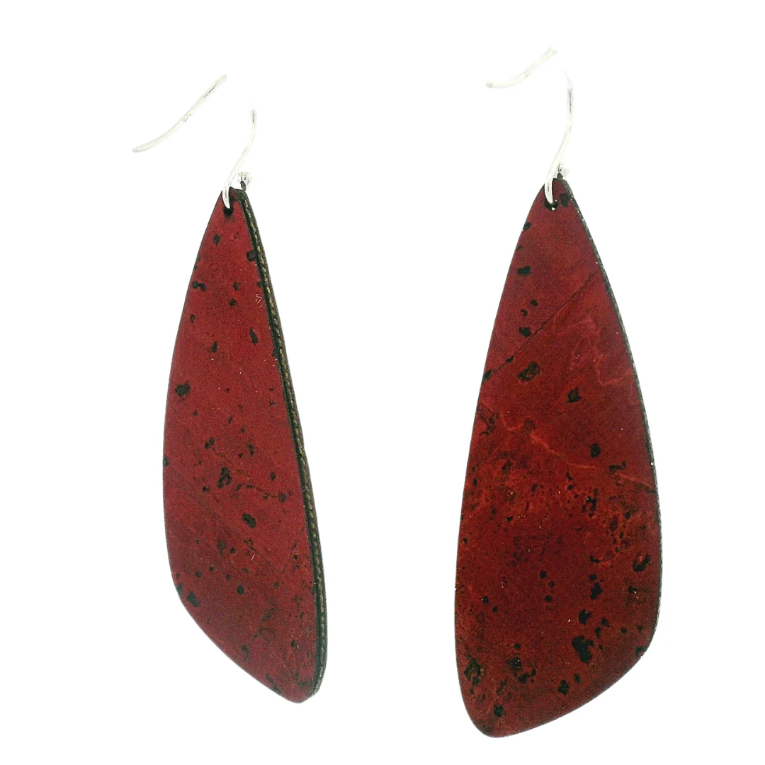 Small Floral on Black Cork Wing Earrings - Image 4