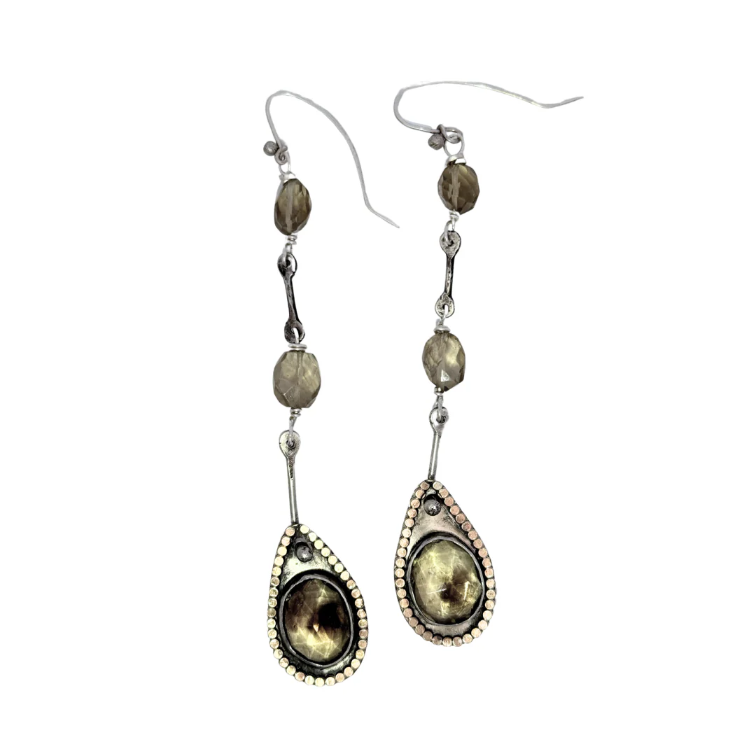 Smoky Lemon Quartz Long Earrings