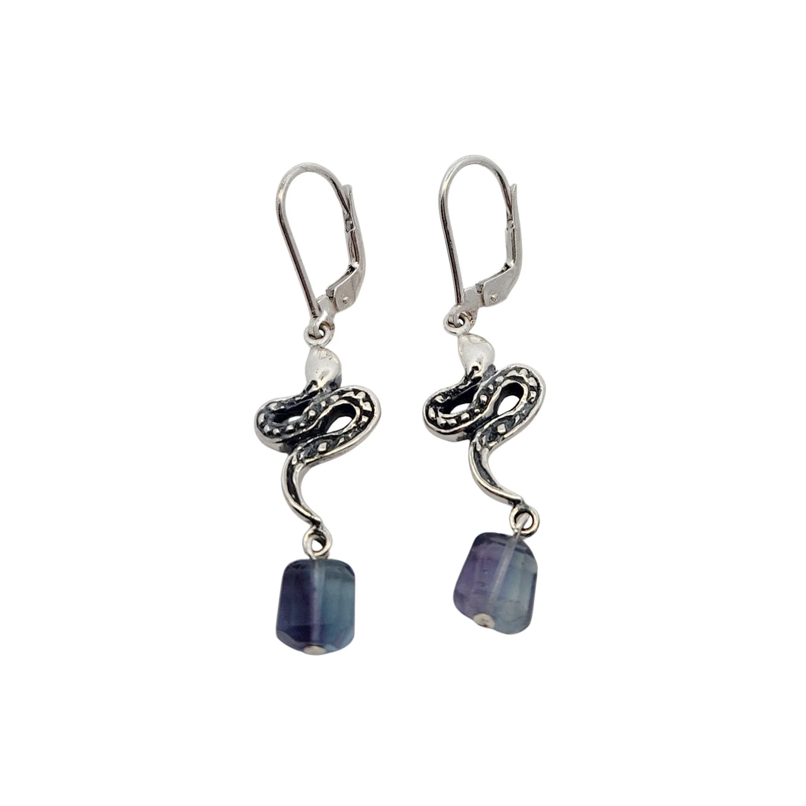 Snake & Fluorite Drop Earrings