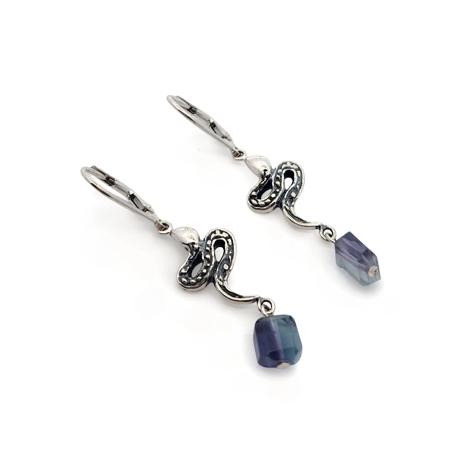 Snake & Fluorite Drop Earrings - Image 2