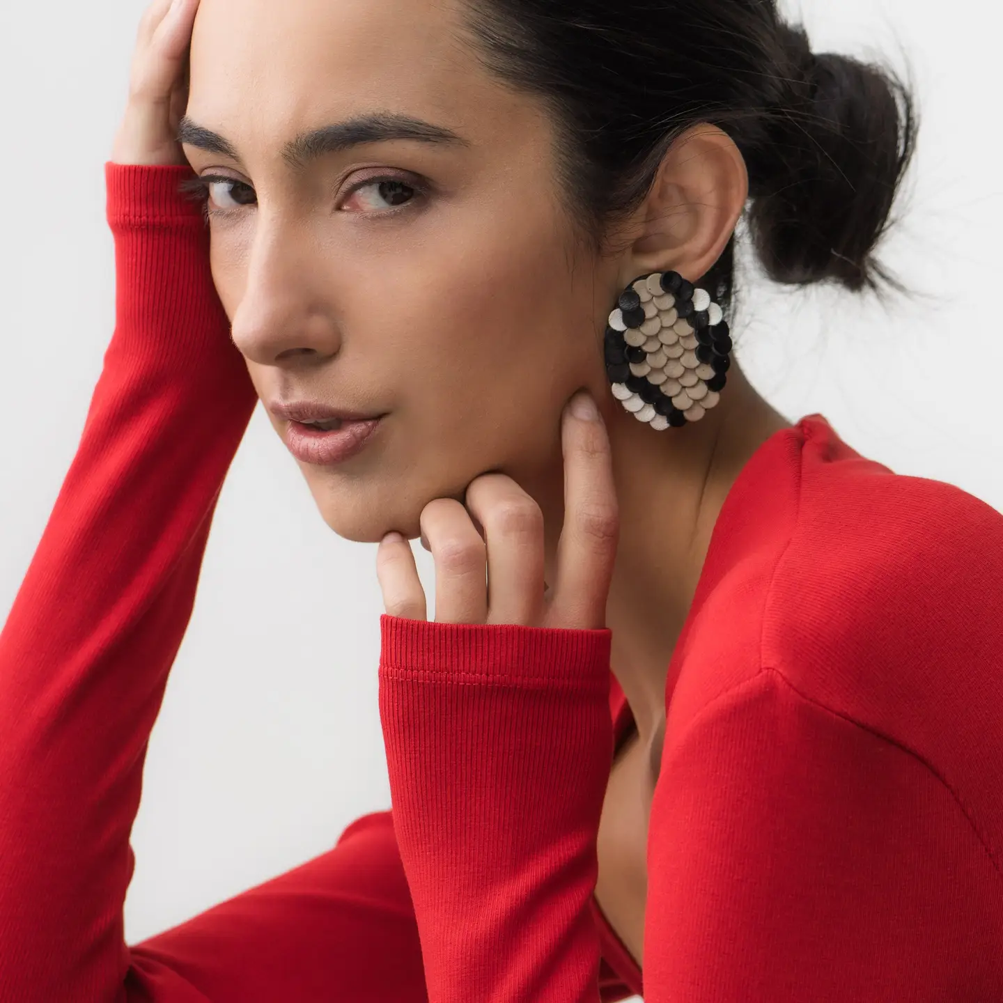 Snake Pattern Leather Earrings - Image 2