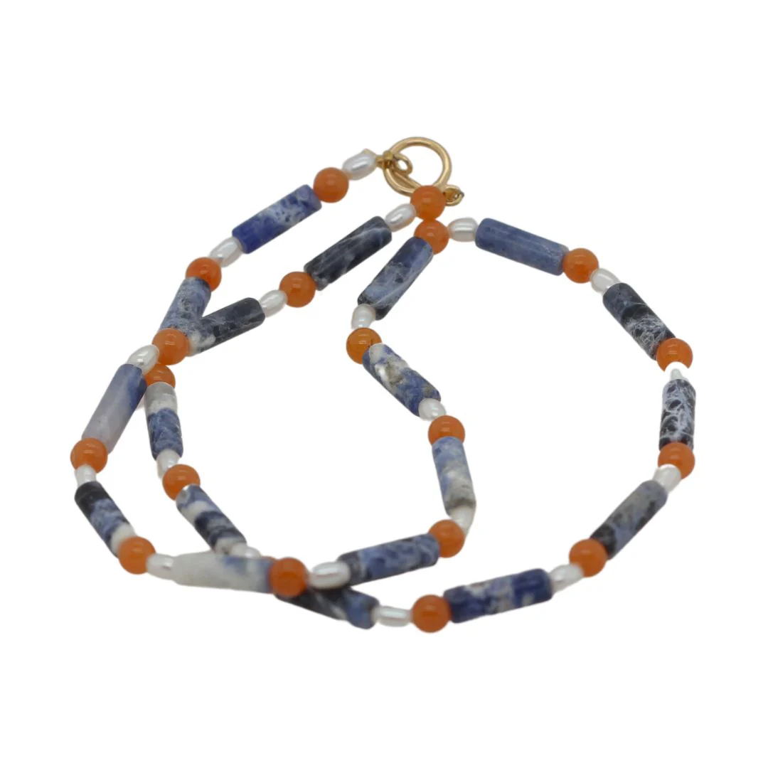 Sodalite, Pearl & Aventurine Bead Necklace - Image 2