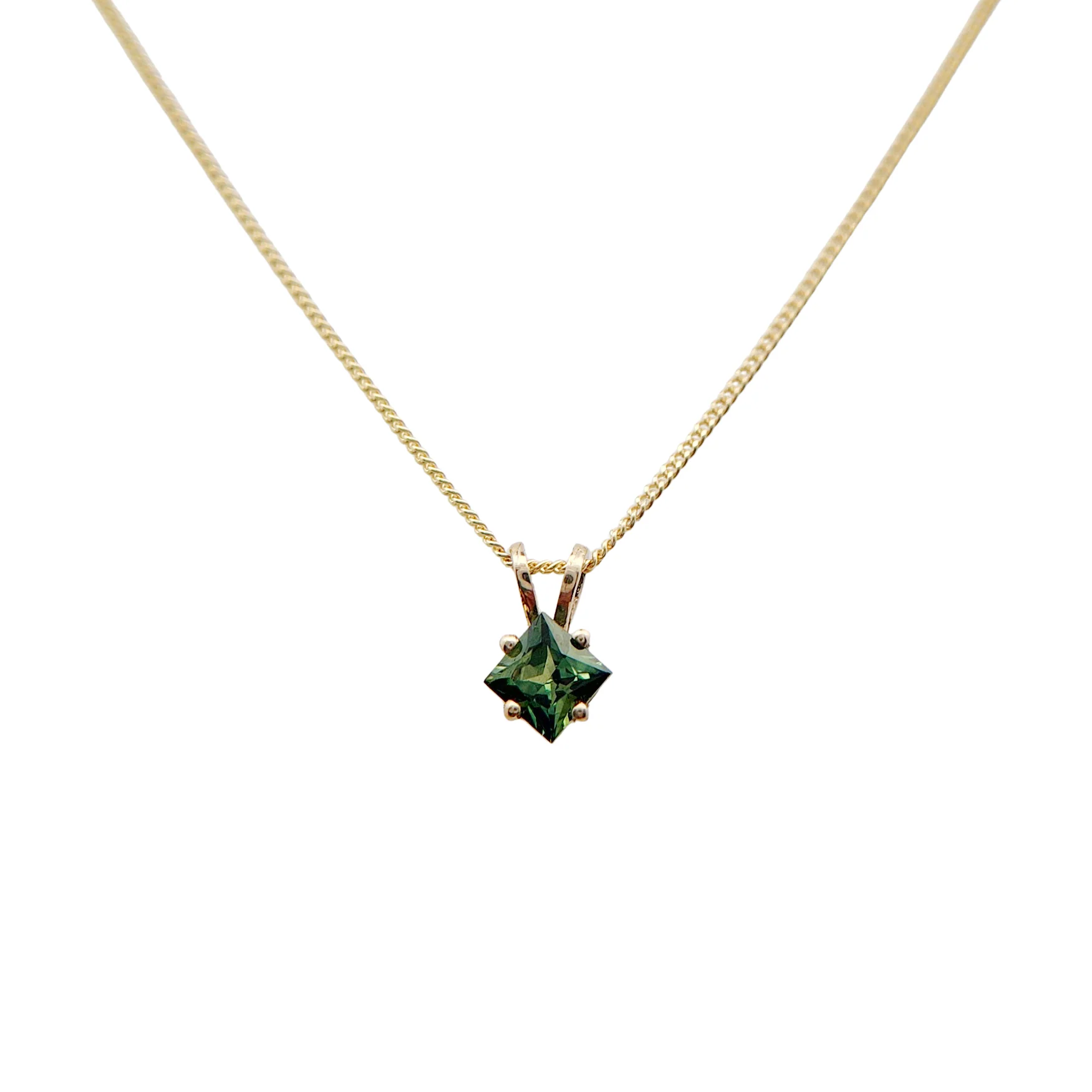 Square-Cut Green Sapphire Necklace - Image 2