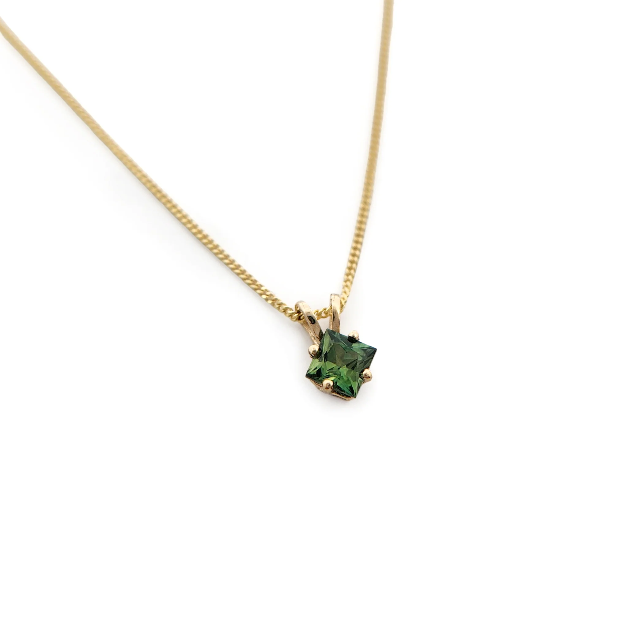 Square-Cut Green Sapphire Necklace - Image 3