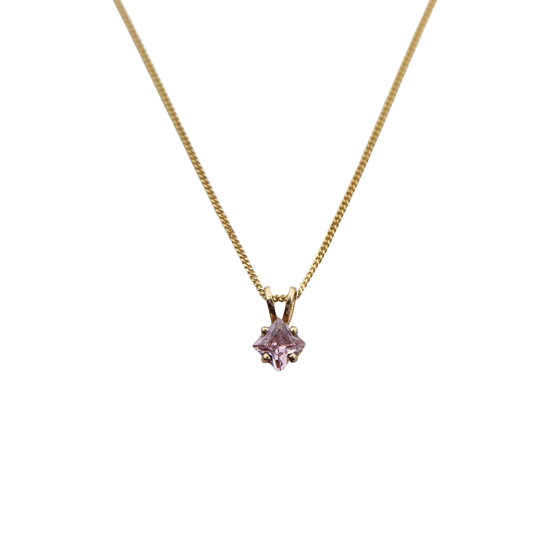 Square-Cut Pink Topaz Necklace