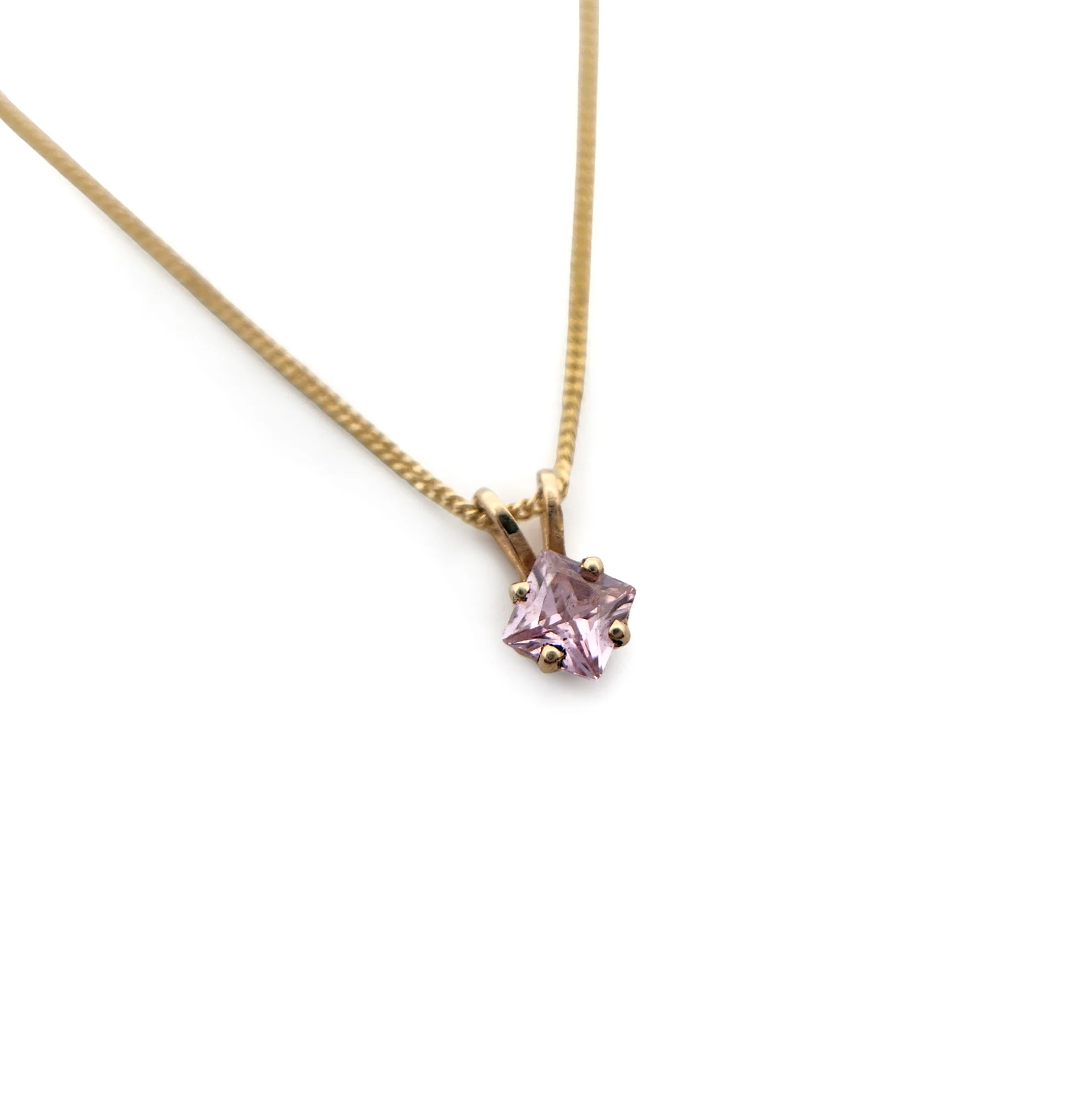 Square-Cut Pink Topaz Necklace - Image 2