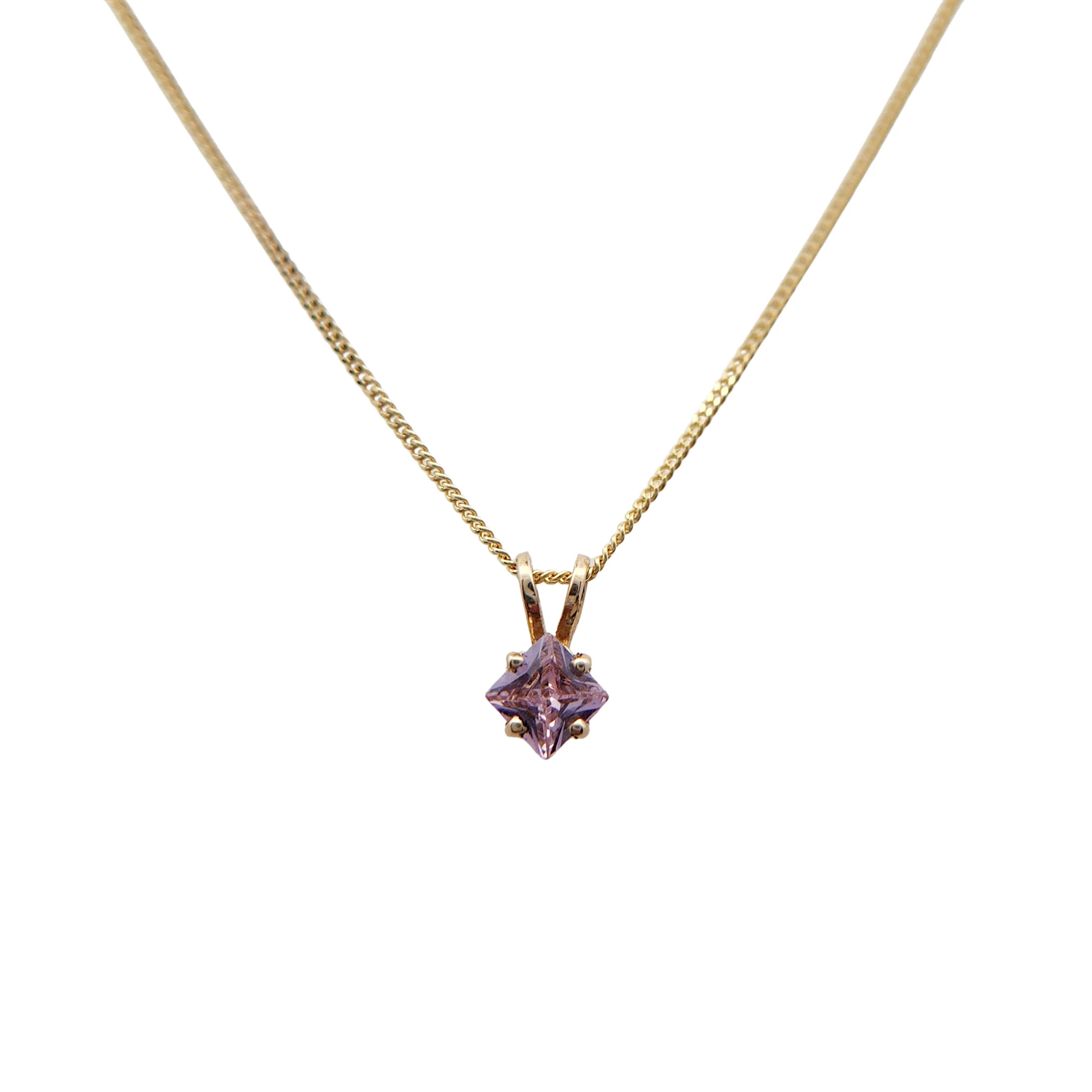 Square-Cut Pink Topaz Necklace - Image 3