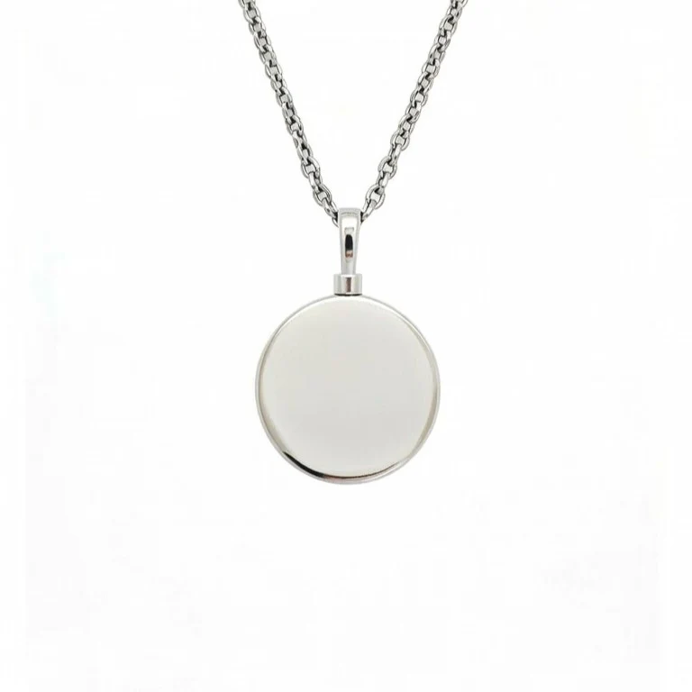 Stainless Steel Circle Cremation Urn Necklace