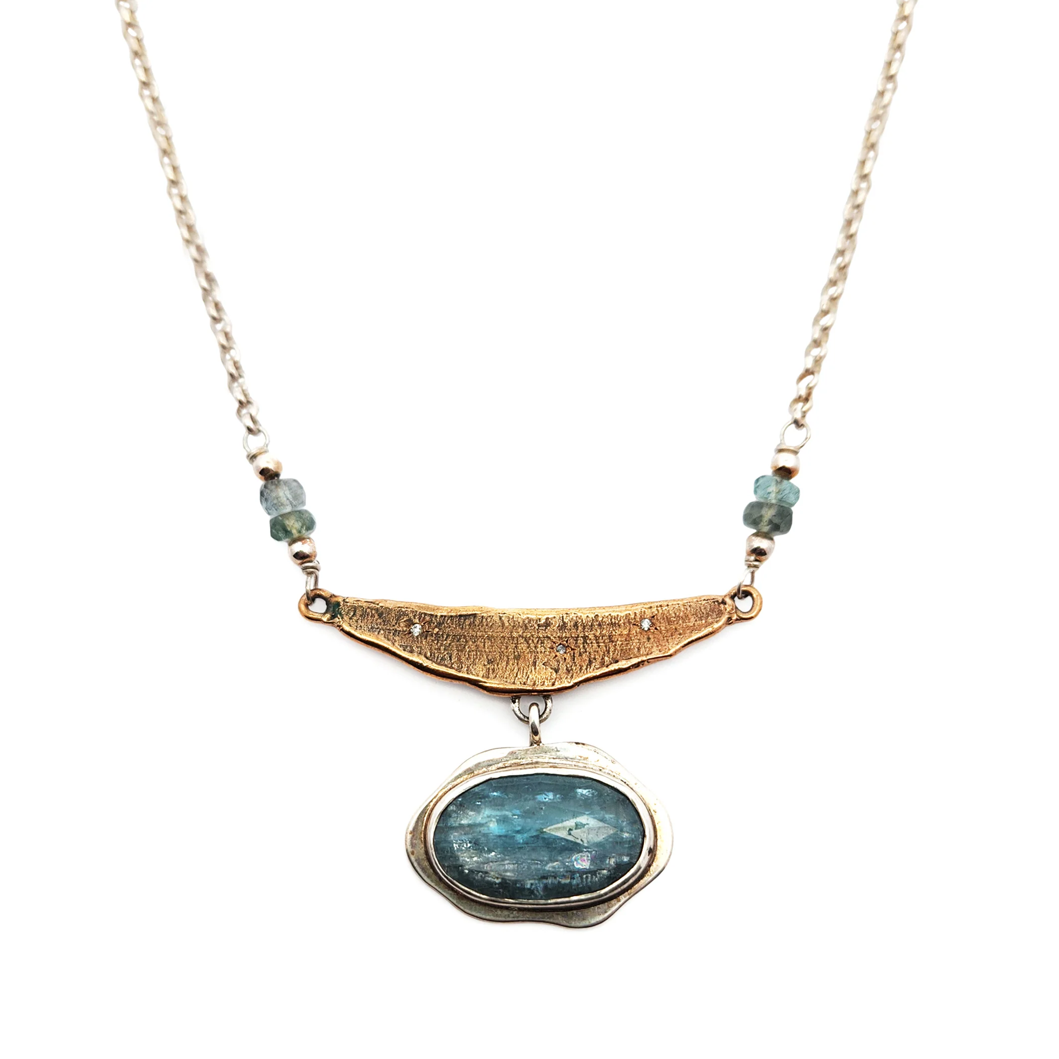 Sterling, Bronze & Kyanite Organic Necklace - Image 3