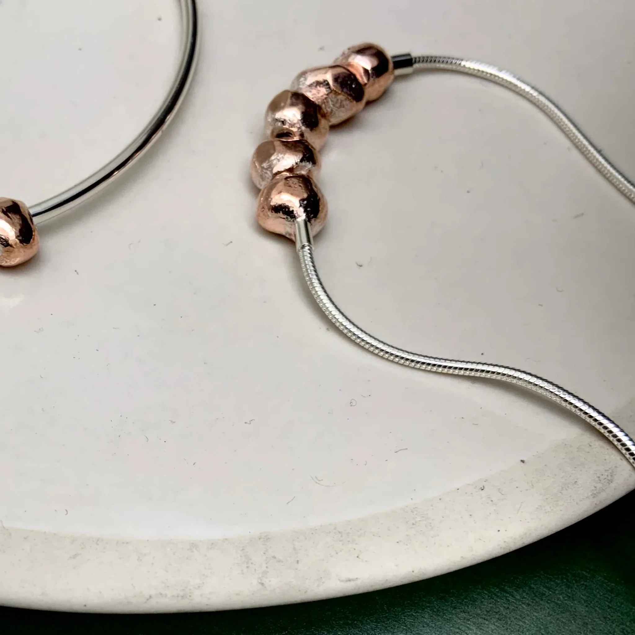 Sterling Silver and Copper Beaded Bracelet - Image 2