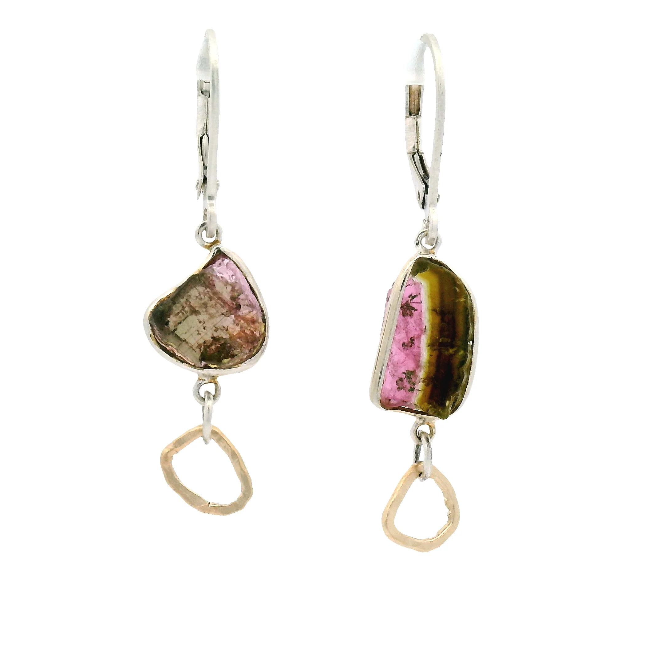 Sterling Silver and Copper Tourmaline Slice Earrings - Image 7