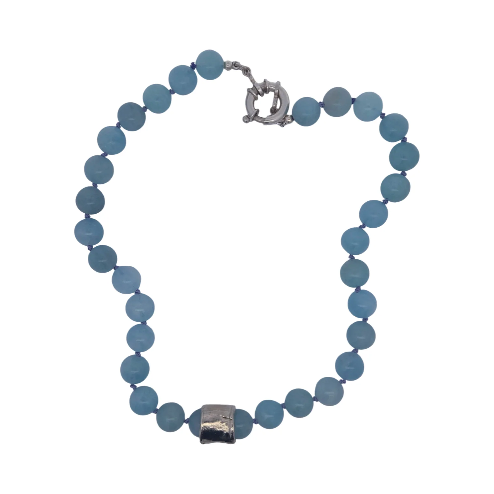 Sterling Silver Barrel Aquamarine Necklace - Image 2