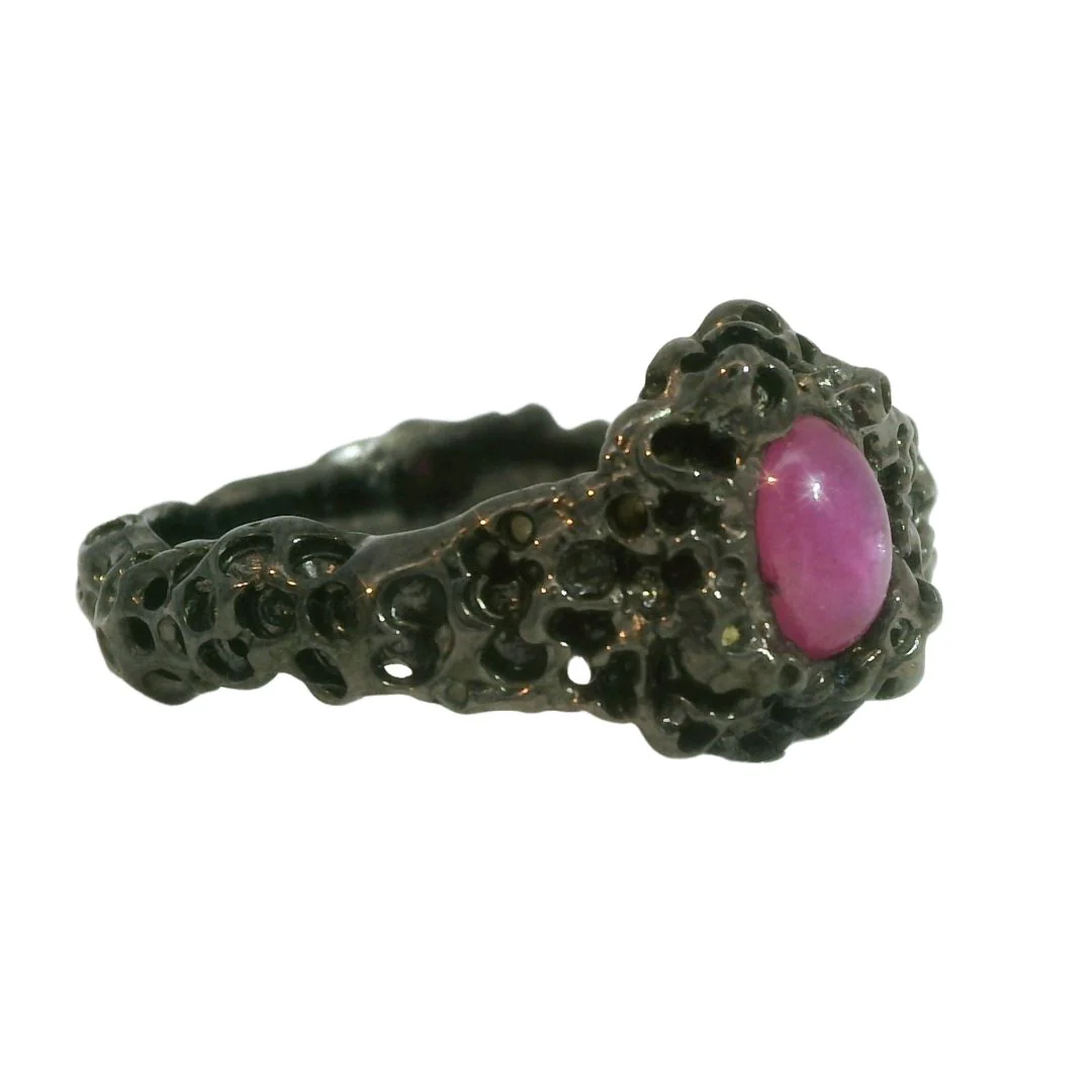 Sterling Silver Black Rhodium-plated Ruby Ring - Image 3