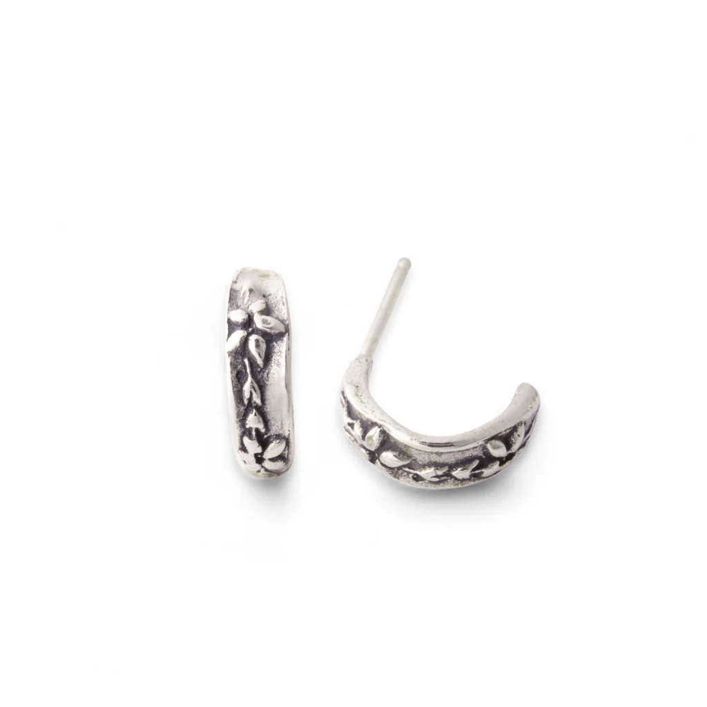 Sterling Silver Forget Me Not Huggy Earrings