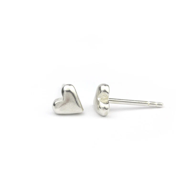 Sterling Silver Heart Stud Earrings - Image 2