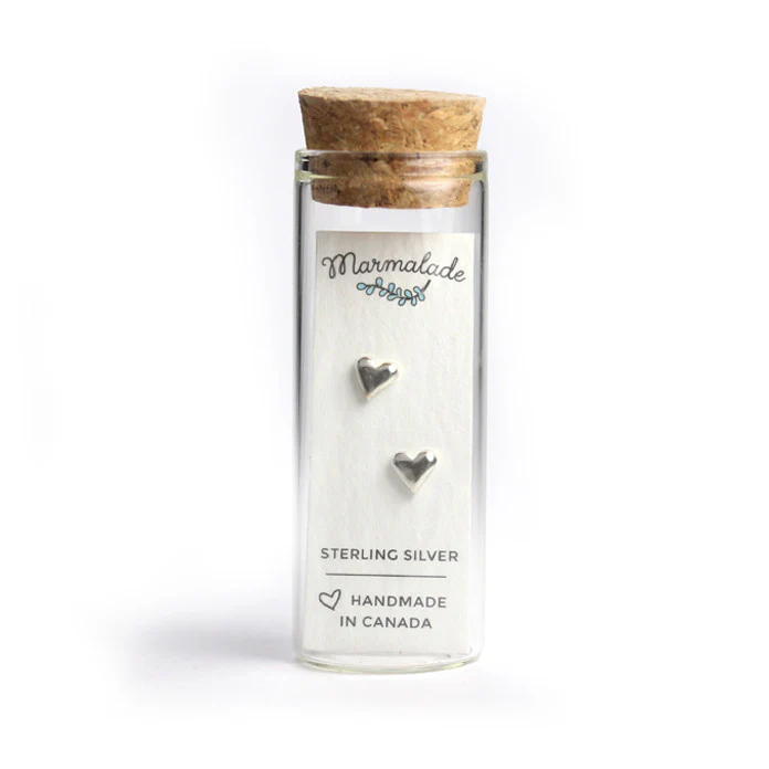 Sterling Silver Heart Stud Earrings - Image 3