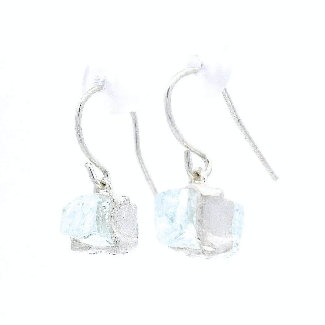 Sterling Silver Short Bus Stop Glass Earrings