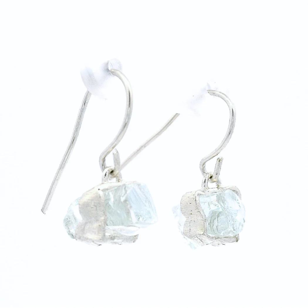 Sterling Silver Short Bus Stop Glass Earrings - Image 2