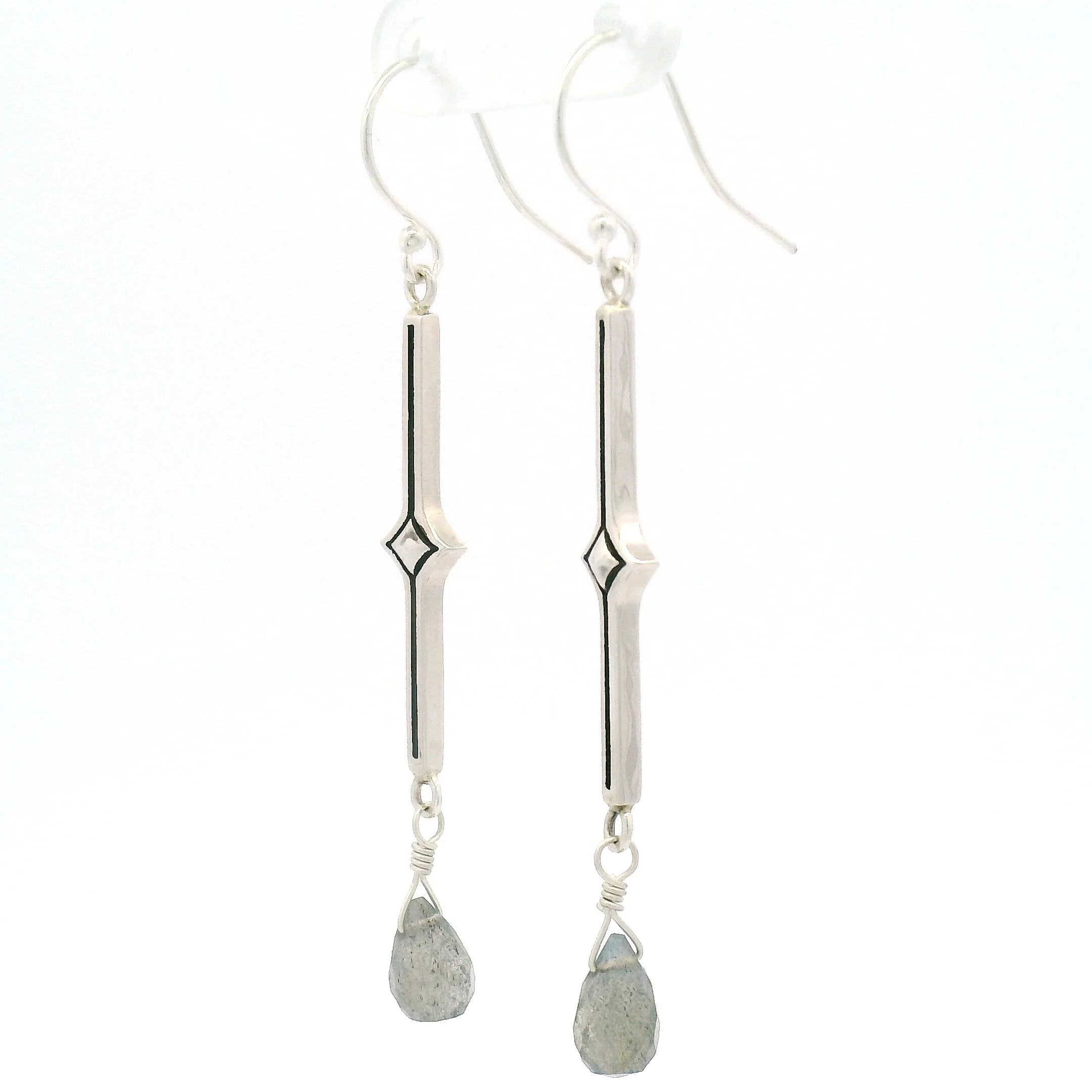 Sterling Silver Labradorite Baluster Earrings - Image 3