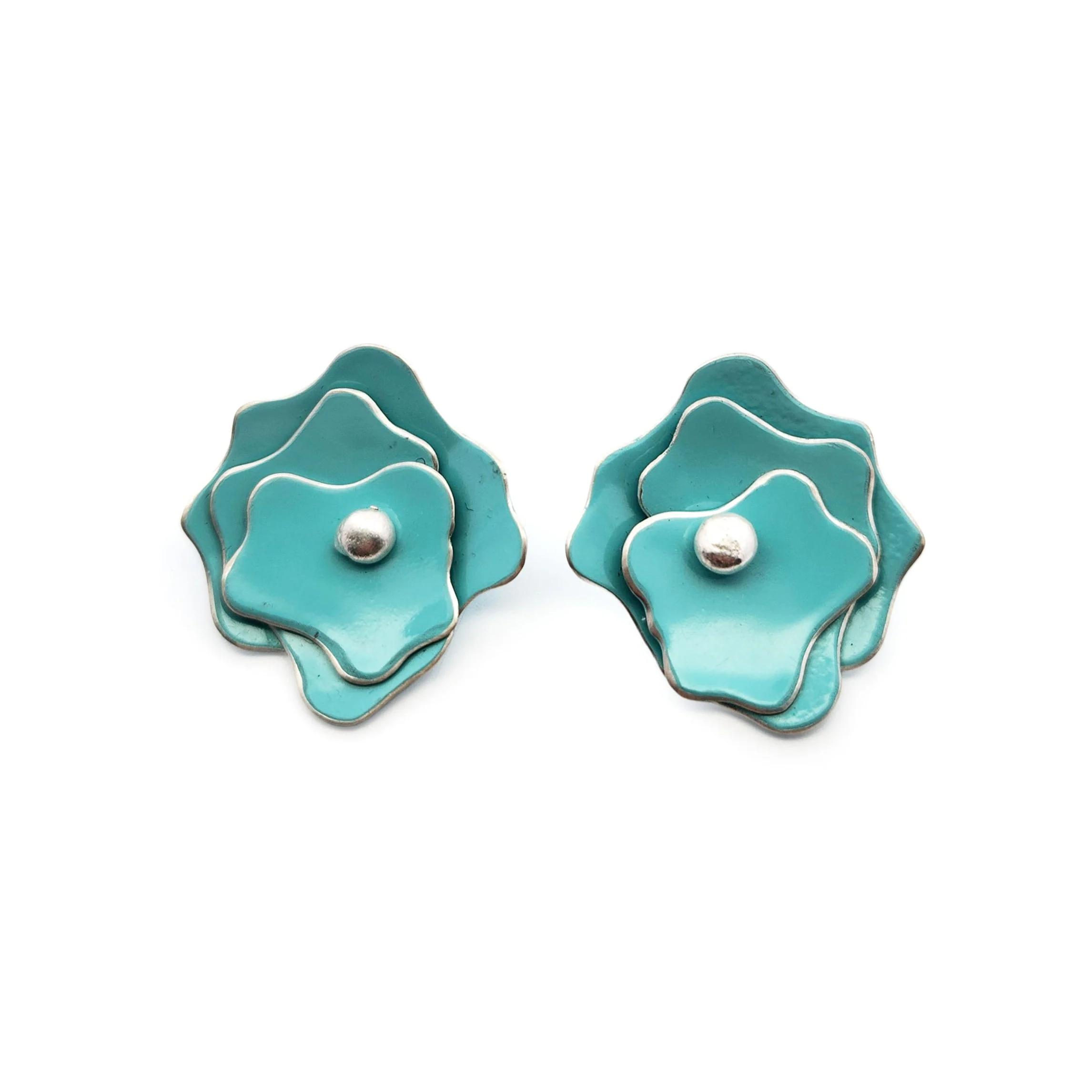 Teal Flora Stud Earrings