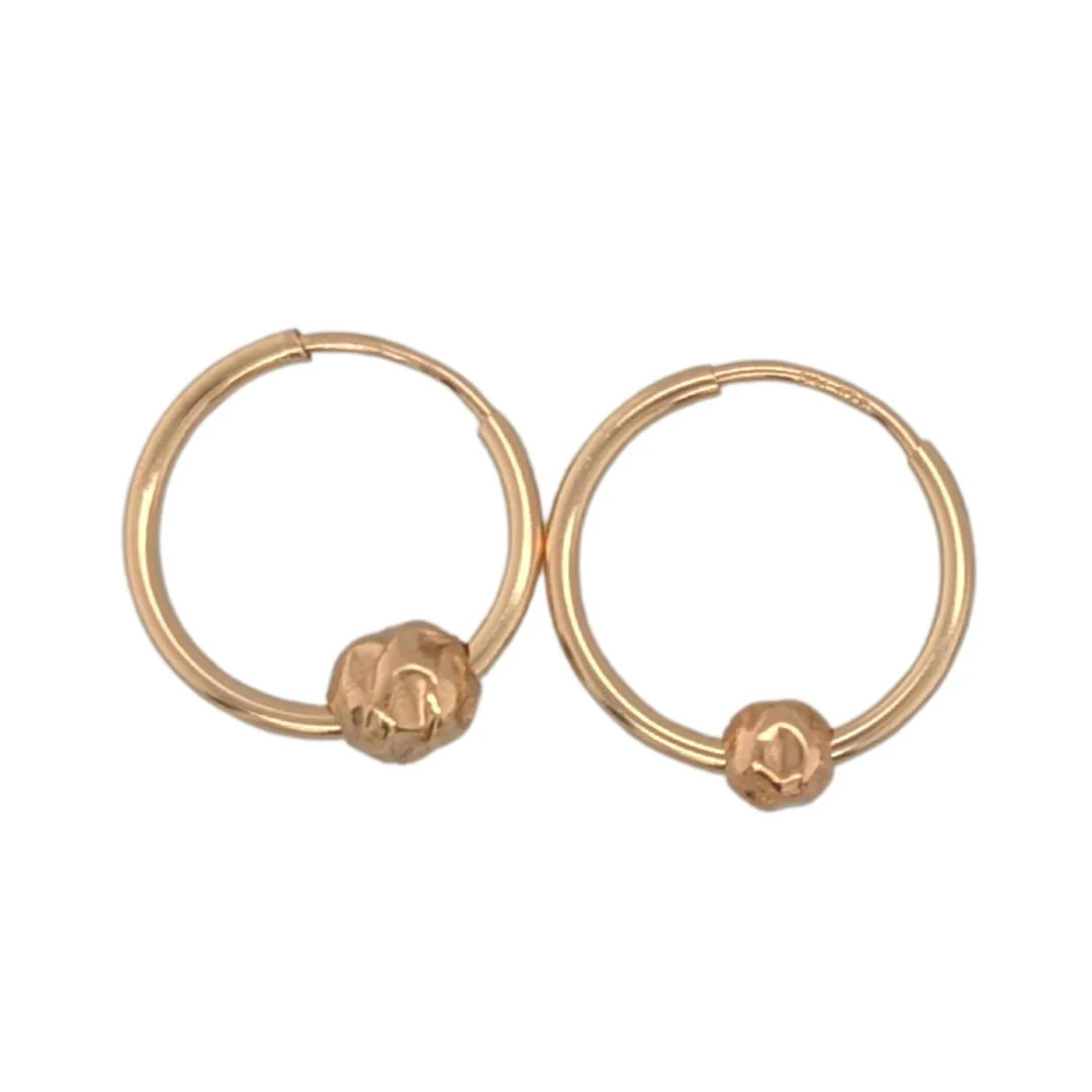 Textured bead & Mini Gold-pated Hoop Earrings - Image 5