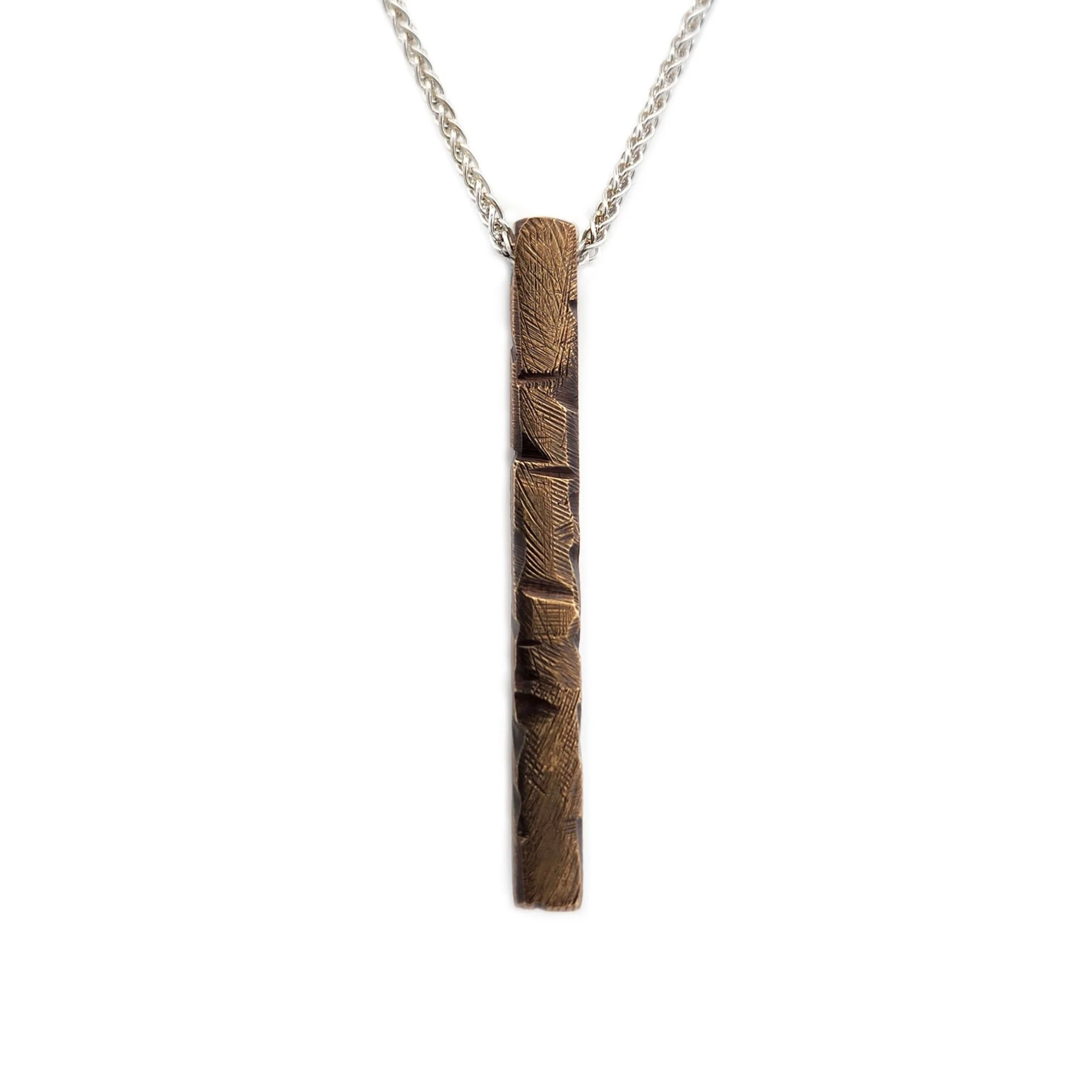 Textured Brass Bar Necklace