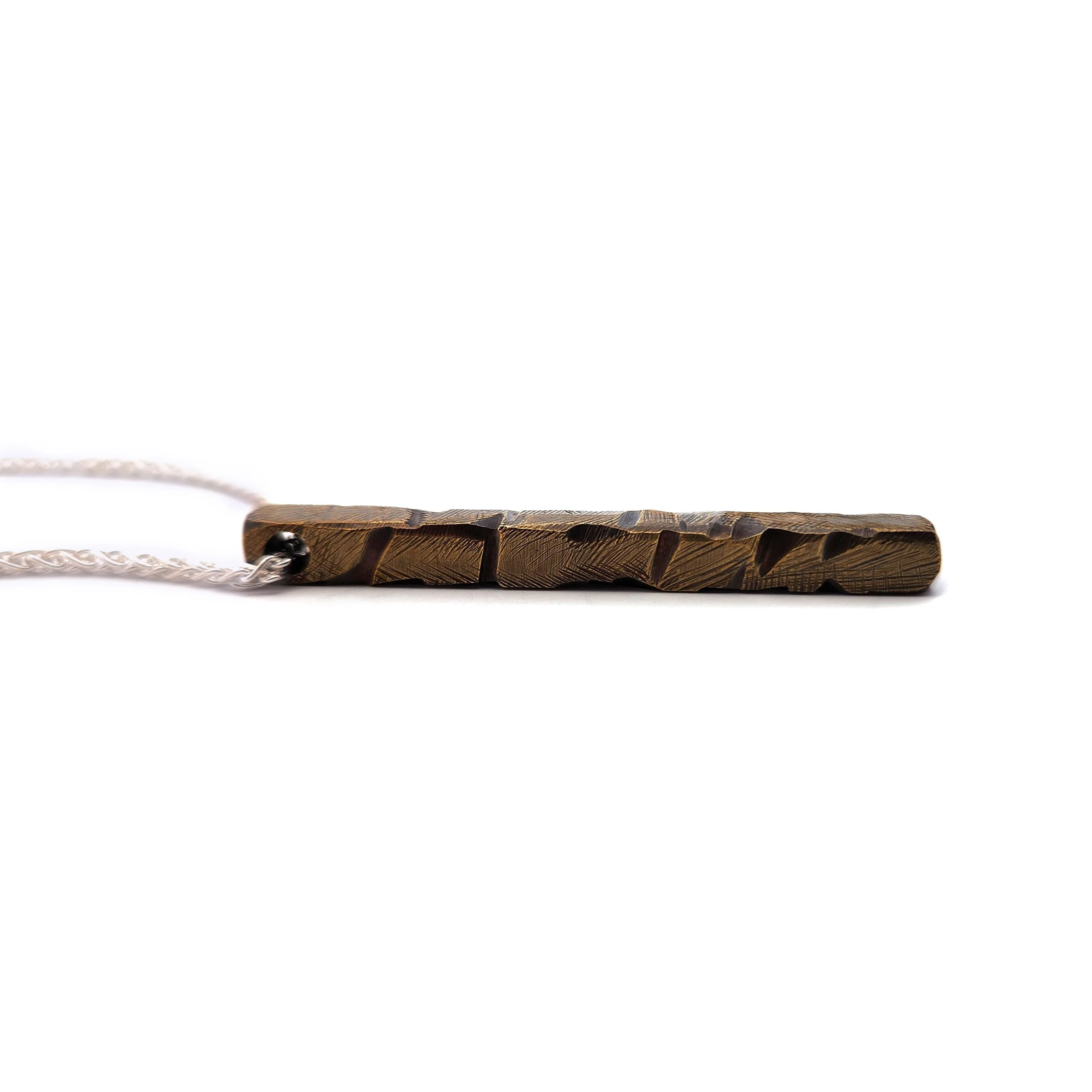 Textured Brass Bar Necklace - Image 2
