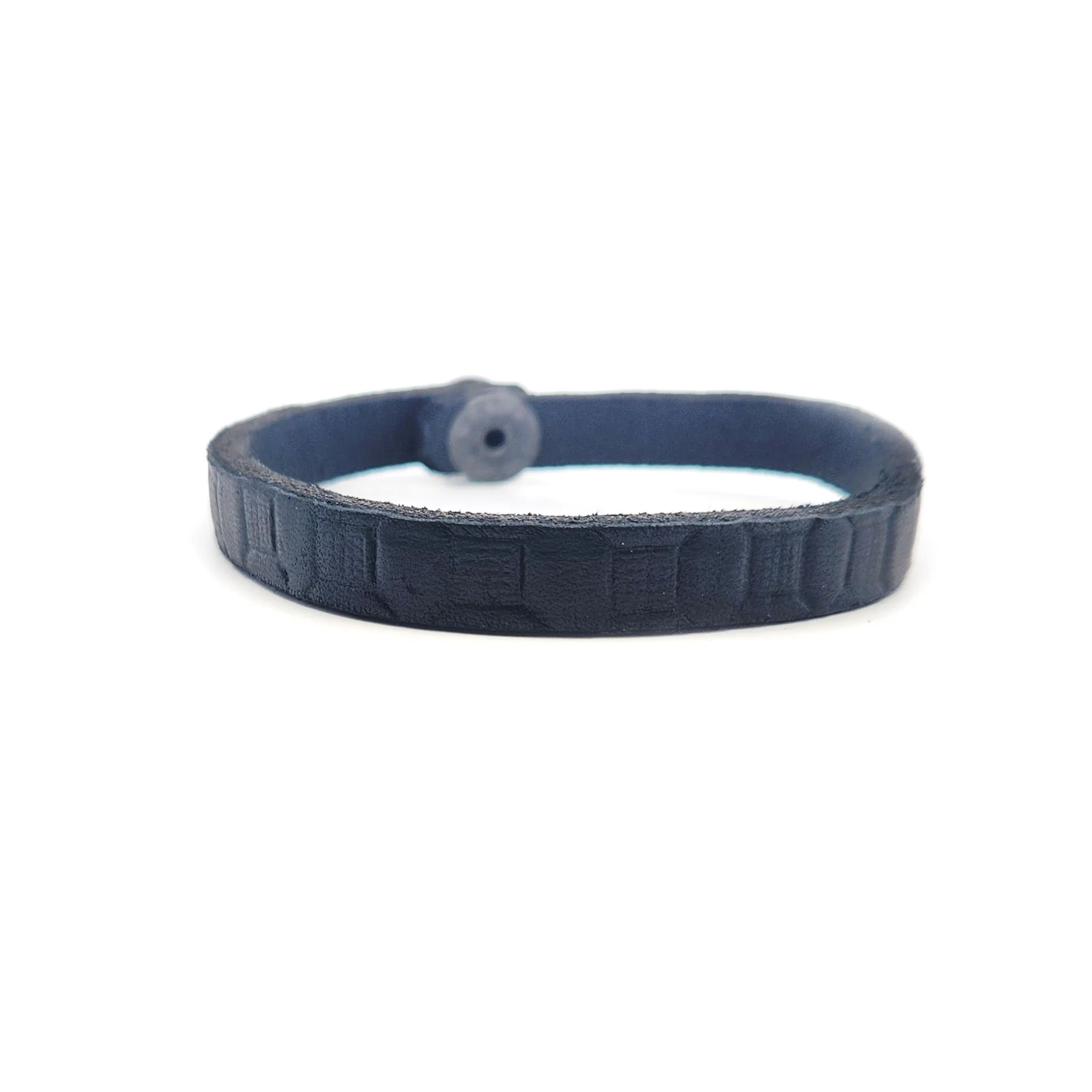 Thin Black Squares Leather Bracelet