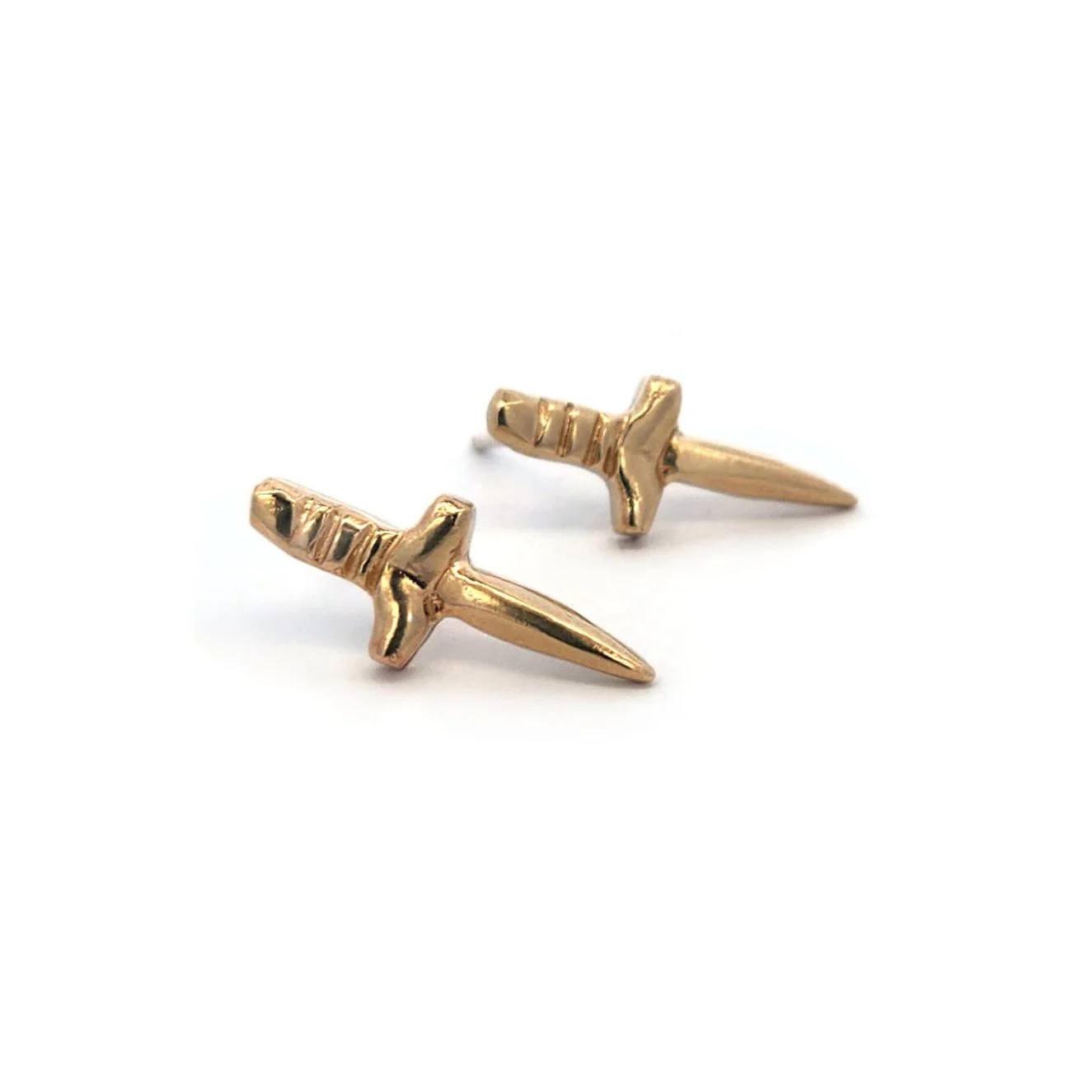Tiny Brass Dagger Studs