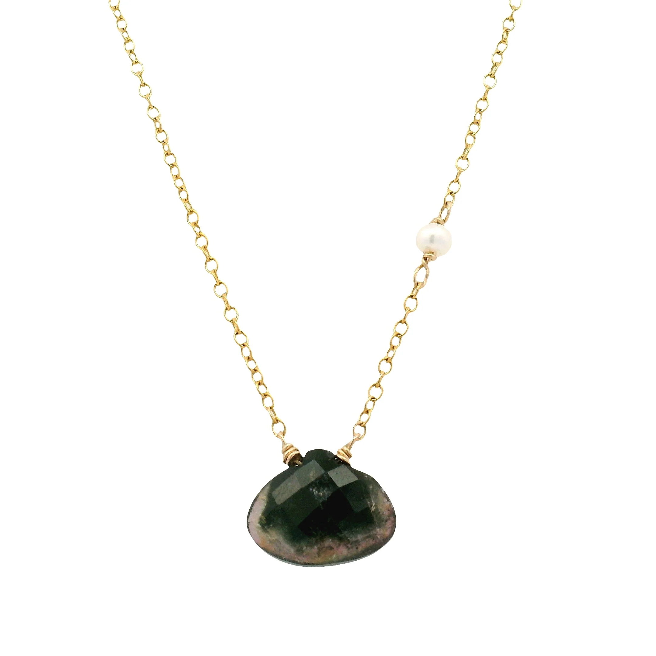 Tourmaline Necklace with Pearl Accent