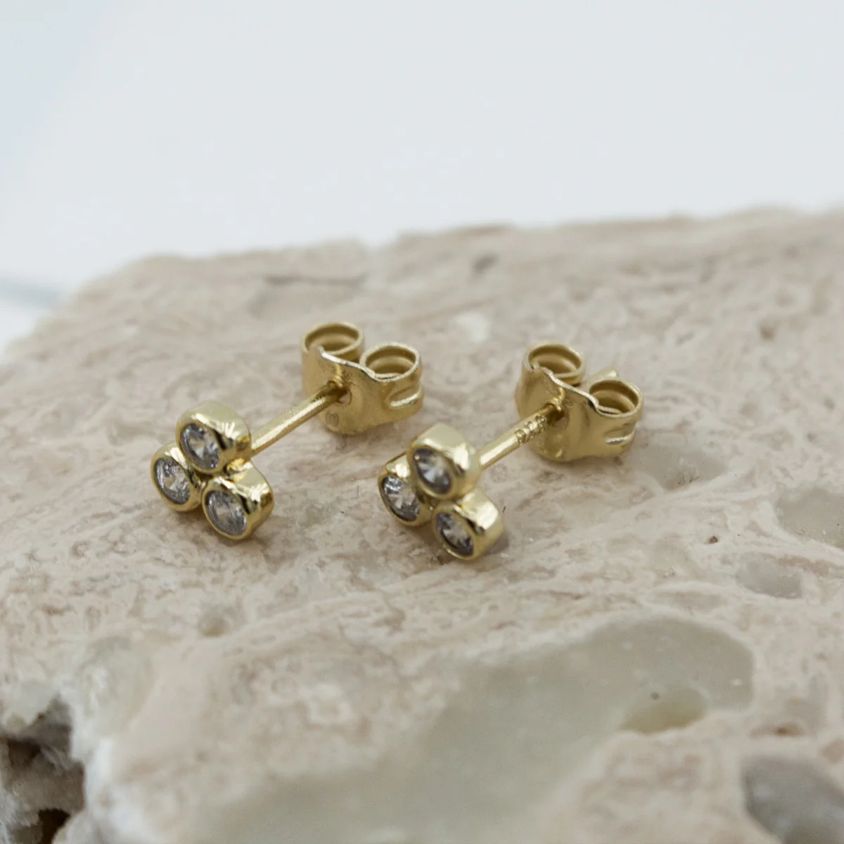 Gold Vermeil Triple Triangle Stud Earrings - Image 2