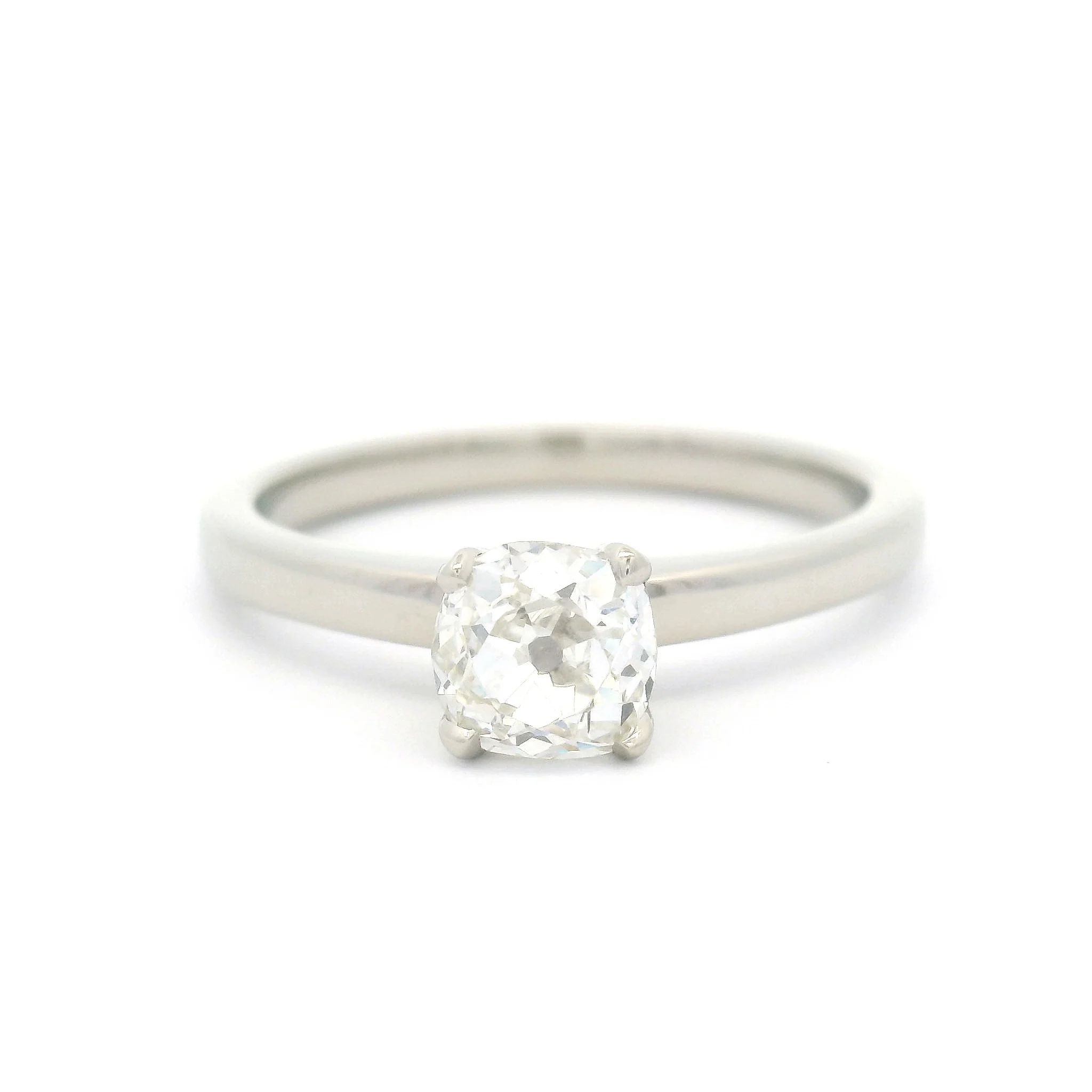 14k White Four Claw Solitaire with 0.64ct Natural Old Mine-Cut Diamond