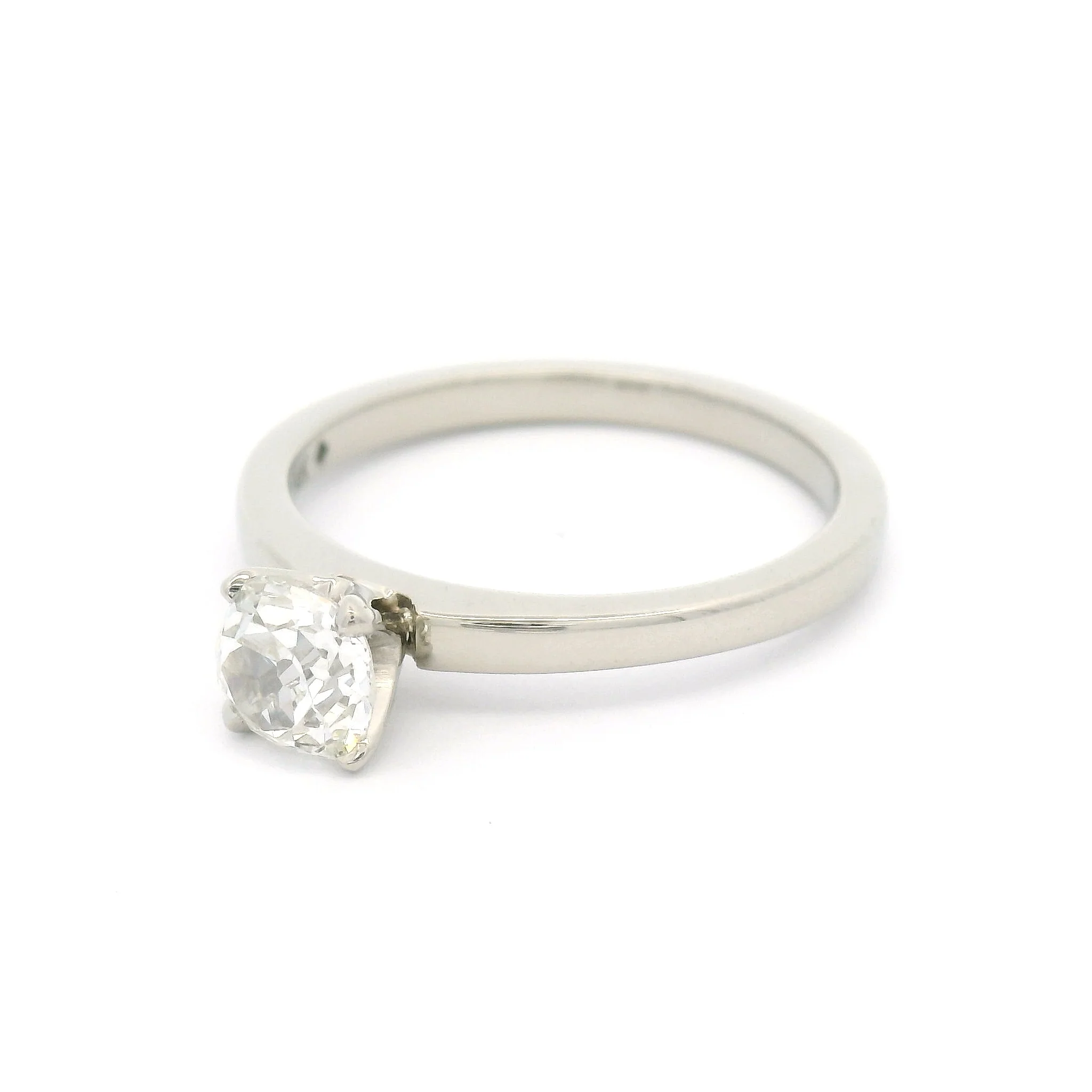 14k White Four Claw Solitaire with 0.64ct Natural Old Mine-Cut Diamond - Image 2