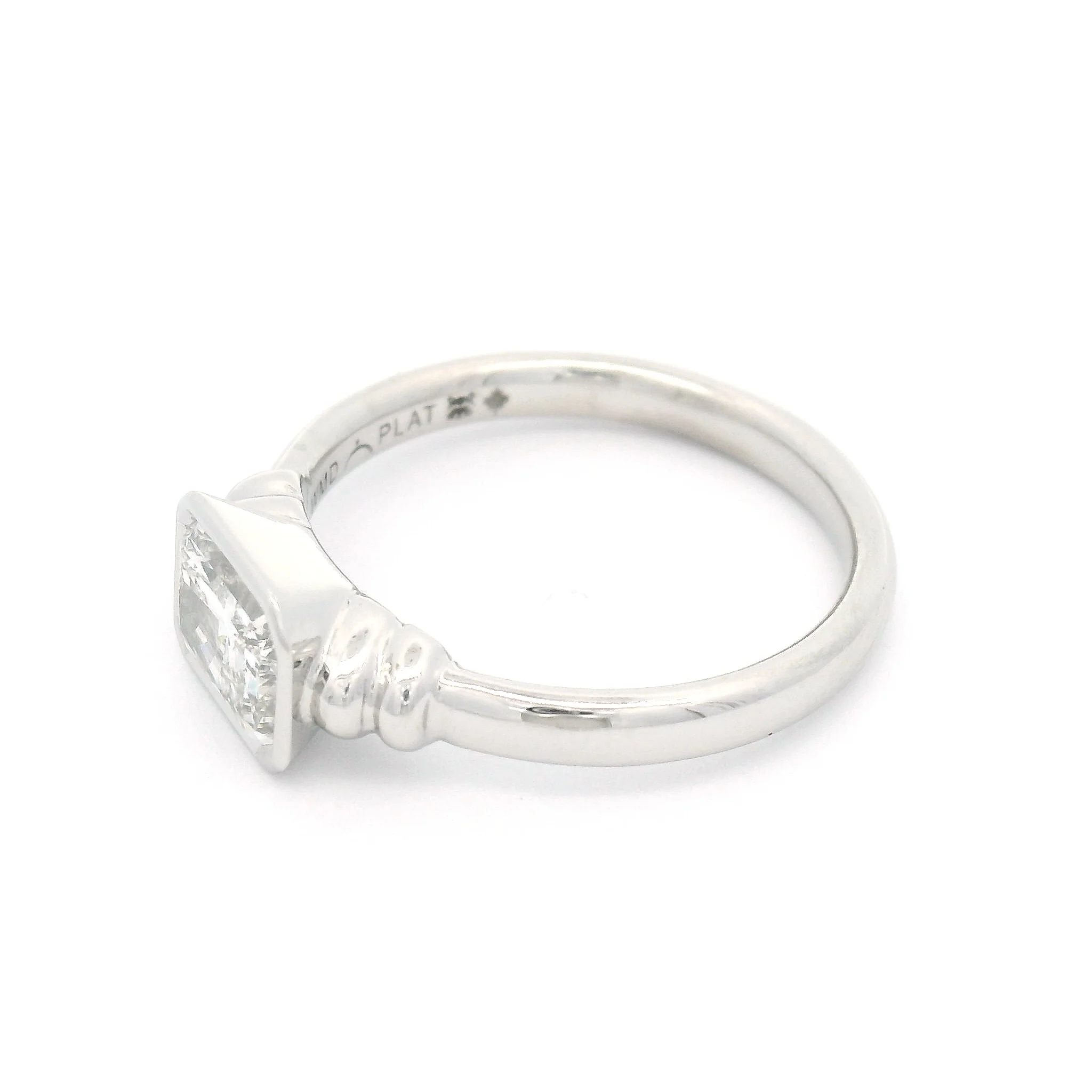 Platinum Bezel-Set Solitaire with 1ct Natural Radiant-Cut Diamond - Image 3