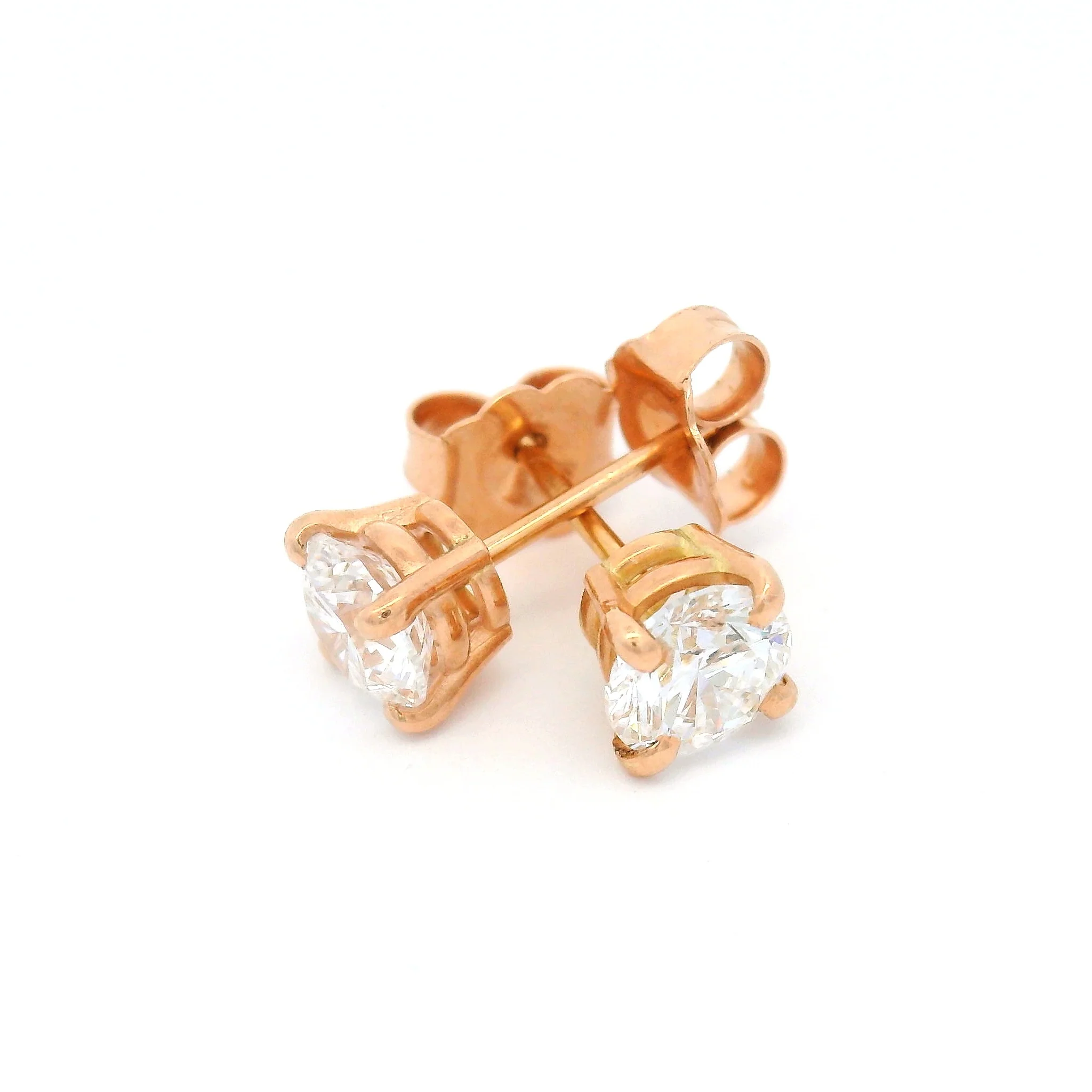14k Rose Classic Studs with 1ct Total Lab-Grown Diamonds - Image 3